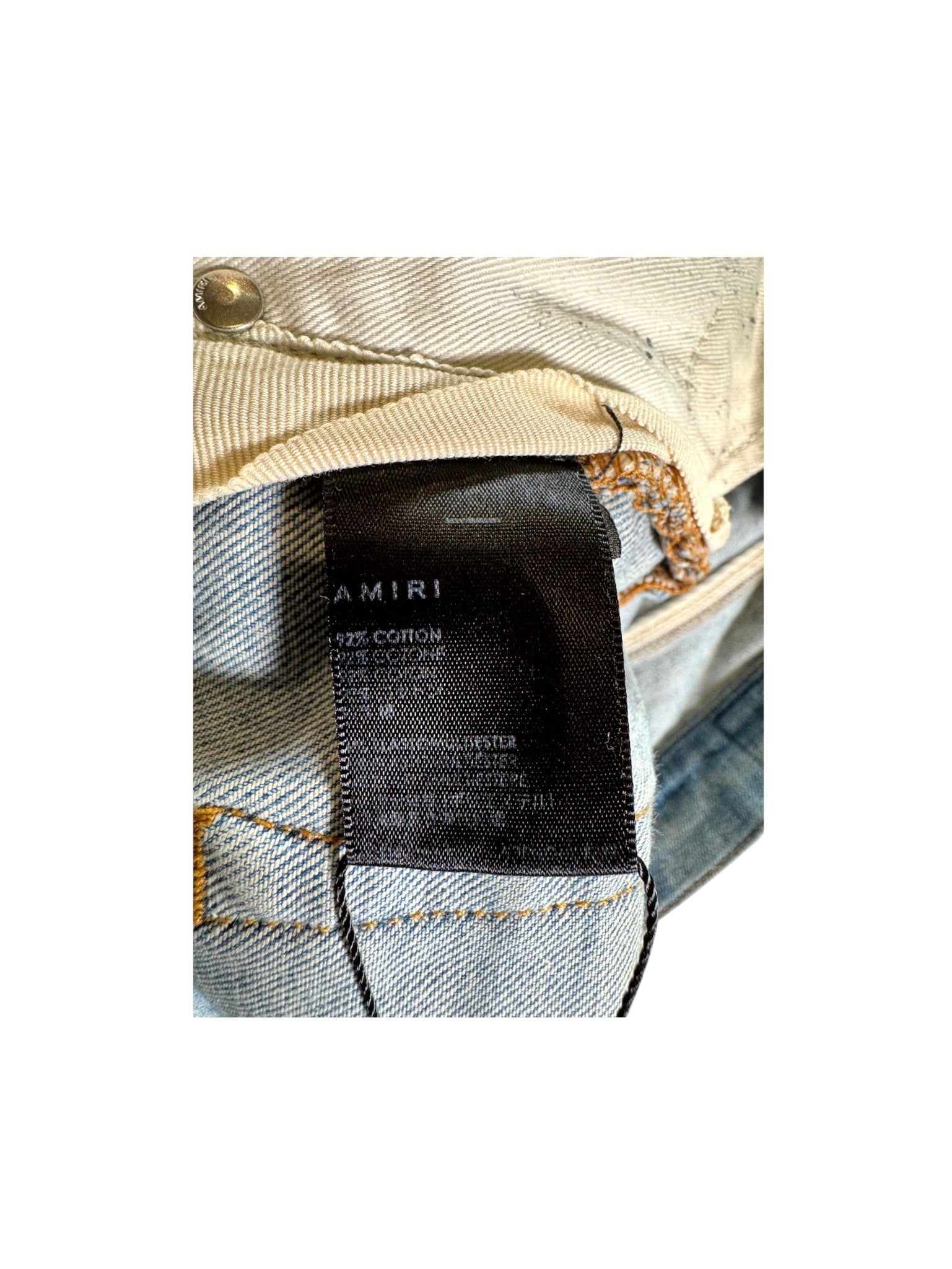 Amiri MX1 Plaid Patch Light Wash, Blue & Burgundy Jeans