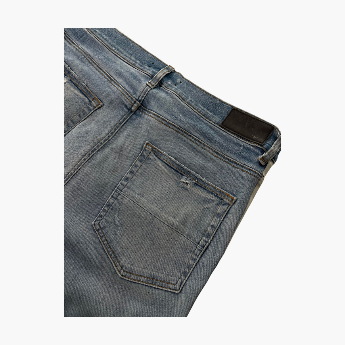 Amiri White Track Stripe Light Wash Jeans