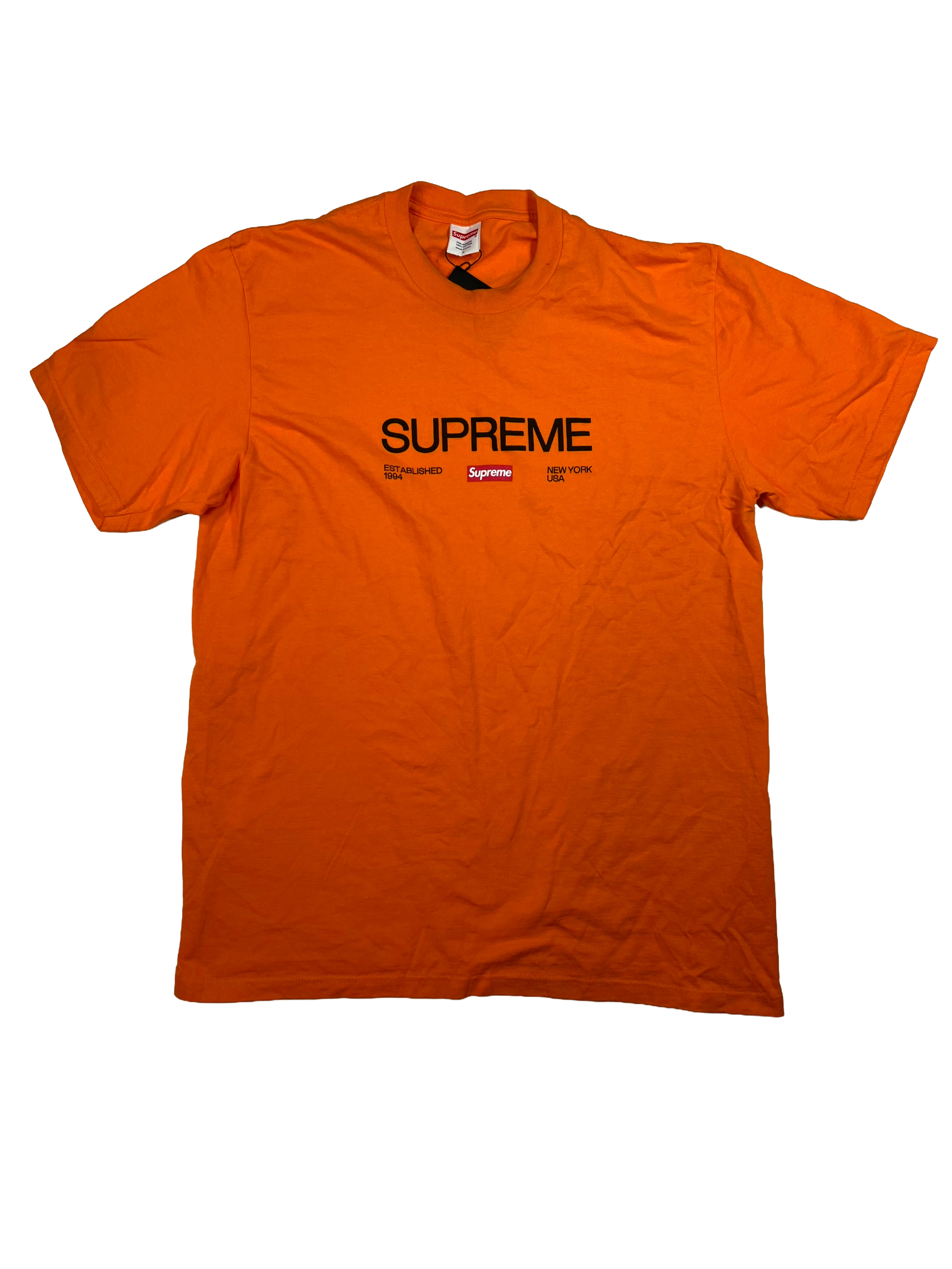 Supreme Chest Logo Orange & Black Tee