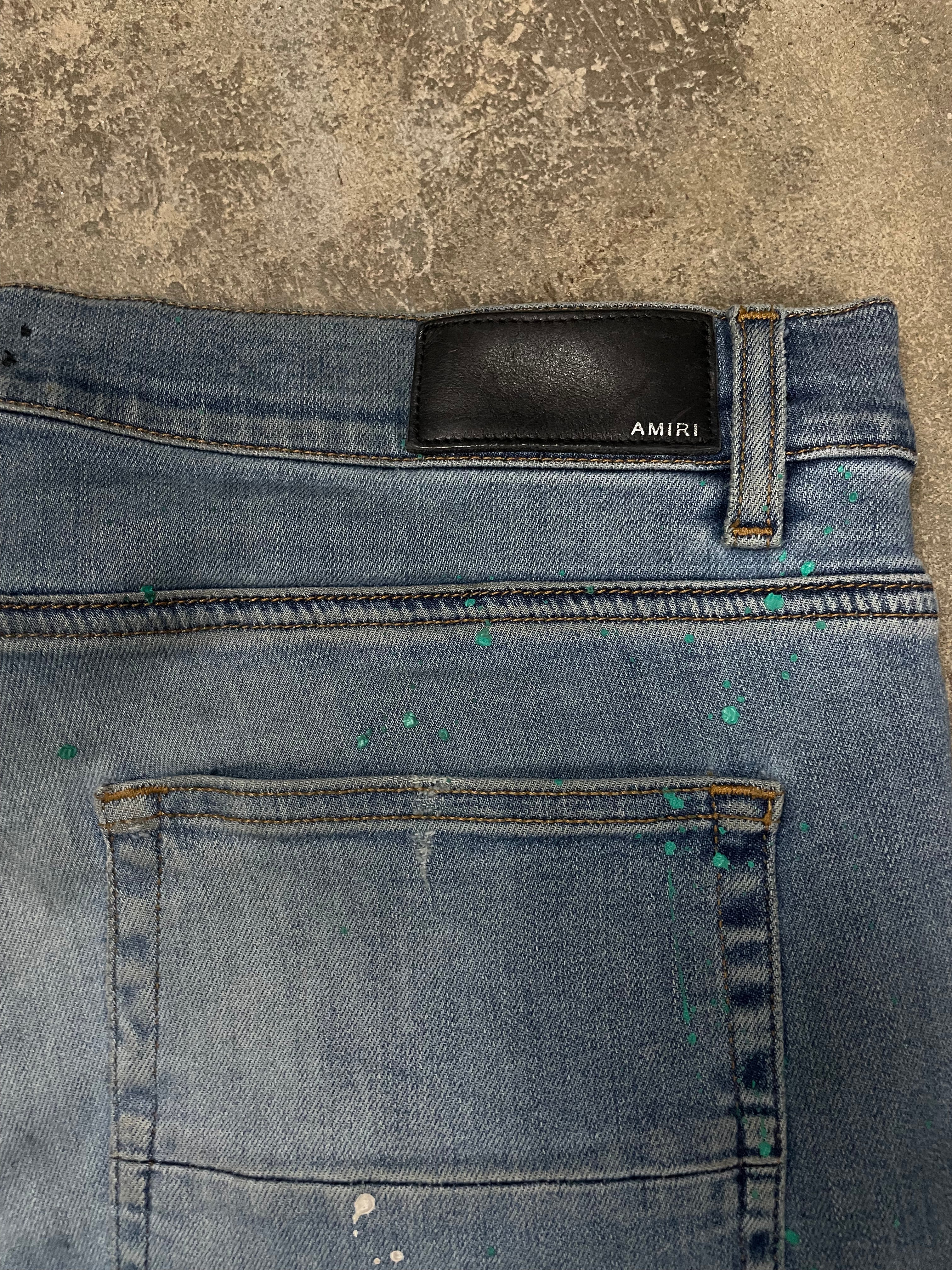 Amiri Jeans Light Wash Splatter Thrasher Used 38