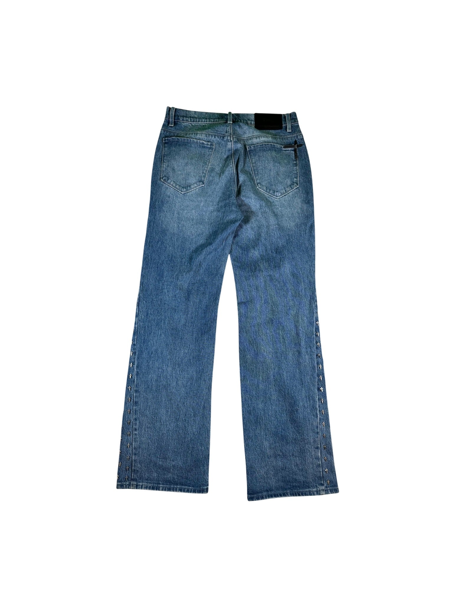 RTA "Flared Flooded Metal Cross" Light Wash Jeans
