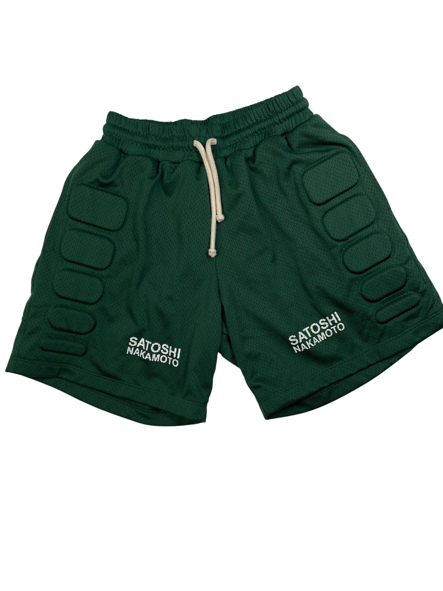 Satoshi Nakamoto Green Padded Mesh Shorts