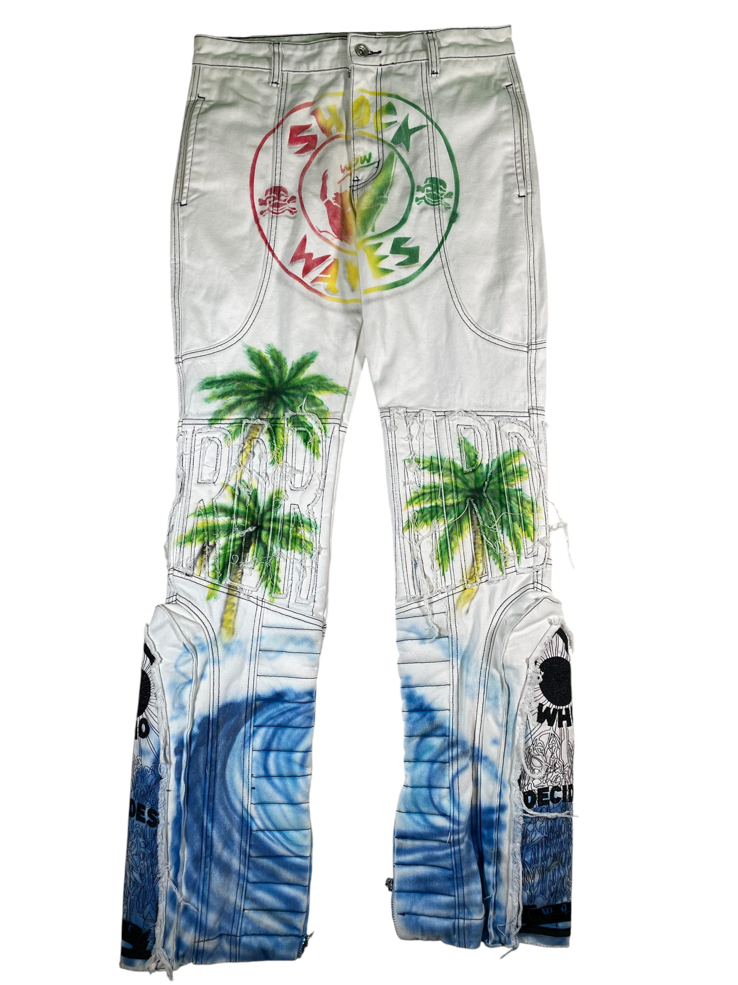 Who Decides War 'Moto Sky Palm' White Denim Jeans