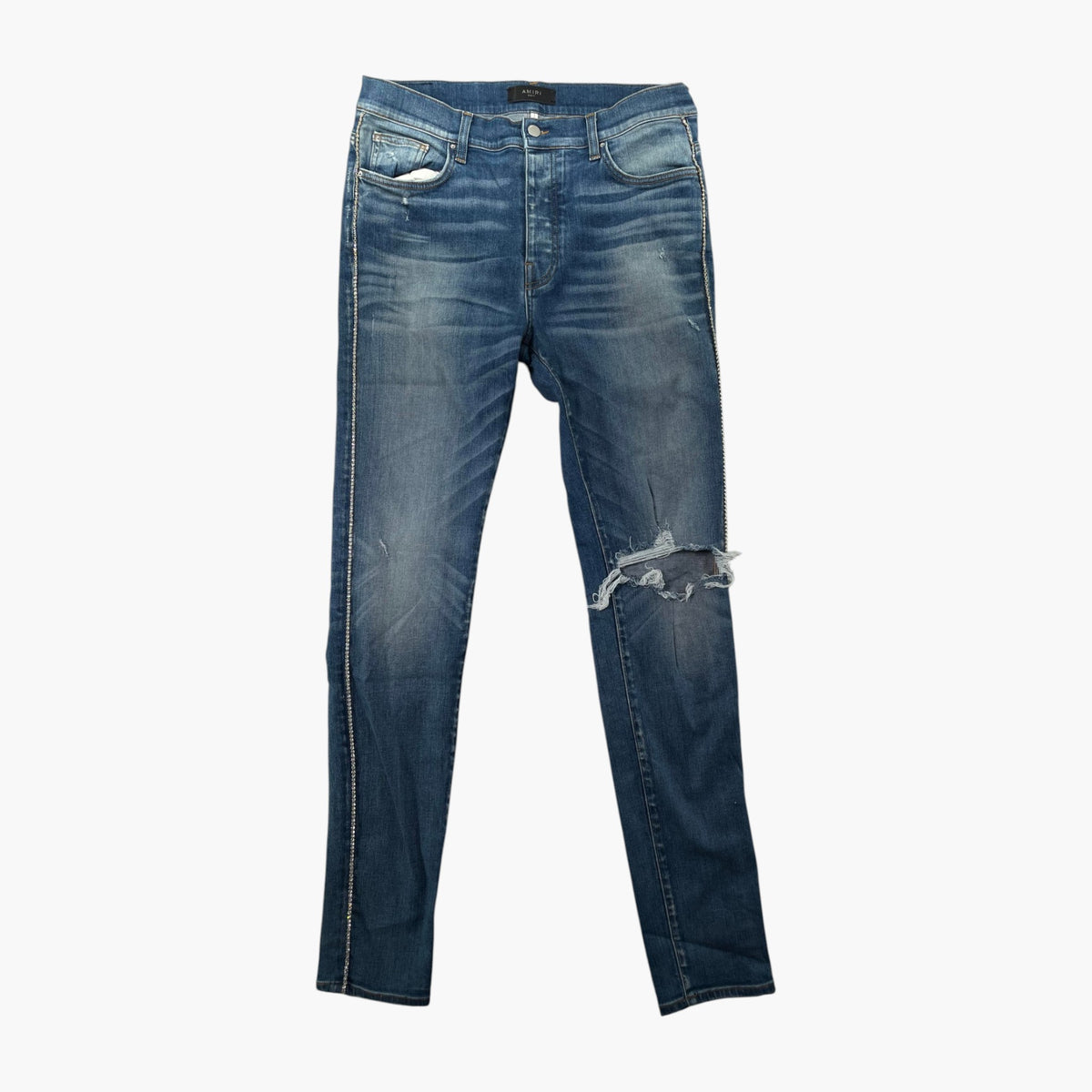 Amiri Crystal Stripe Light Wash Jeans