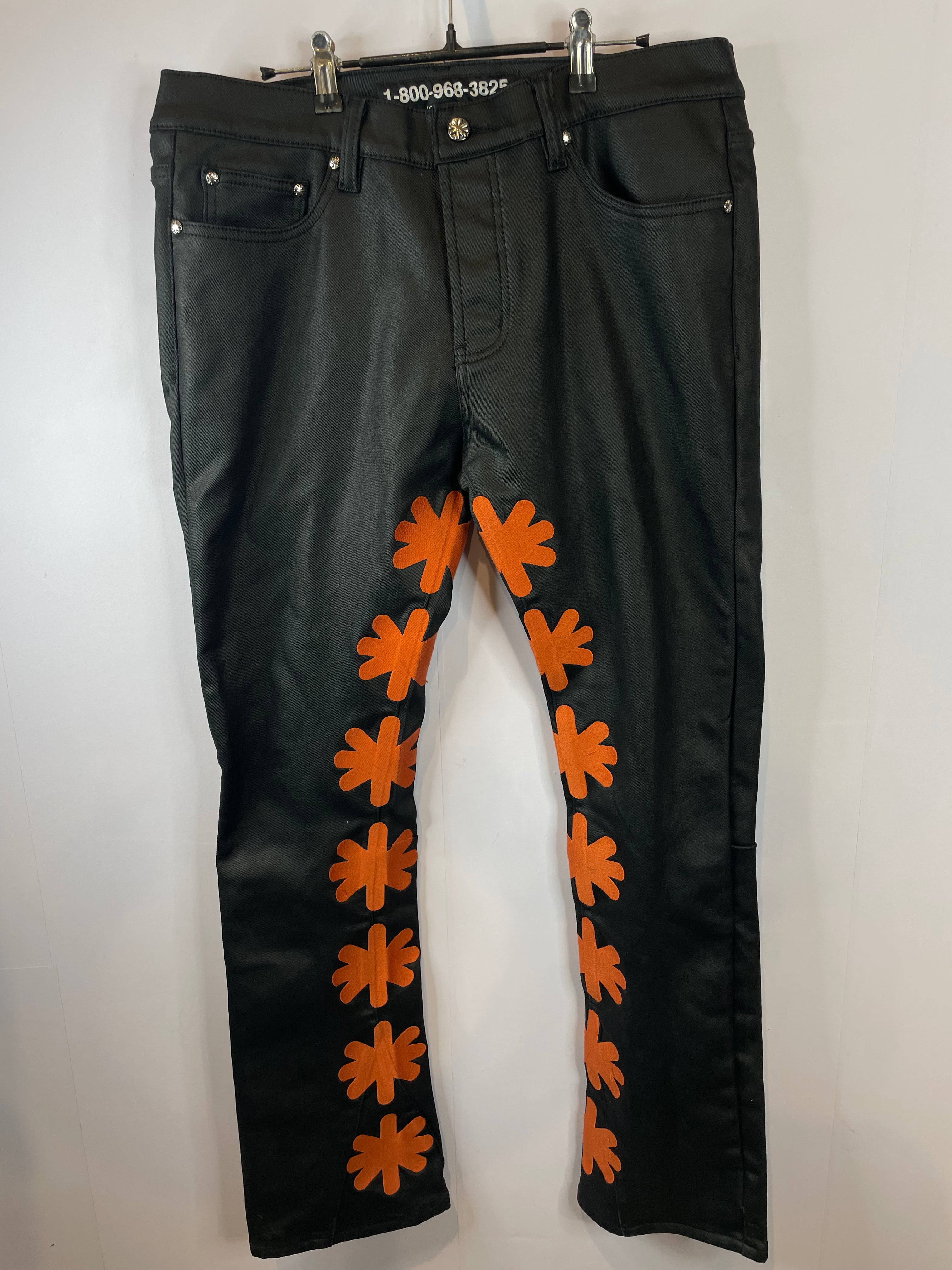 LOSTSHDWS Black & Orange Wax Jeans