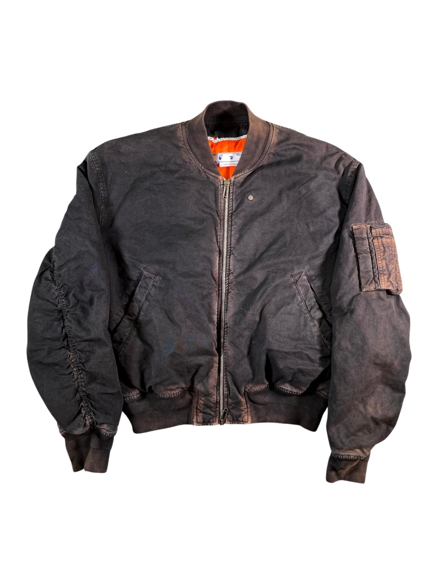 Off-White Classic Brown Rust Bomber Jacket