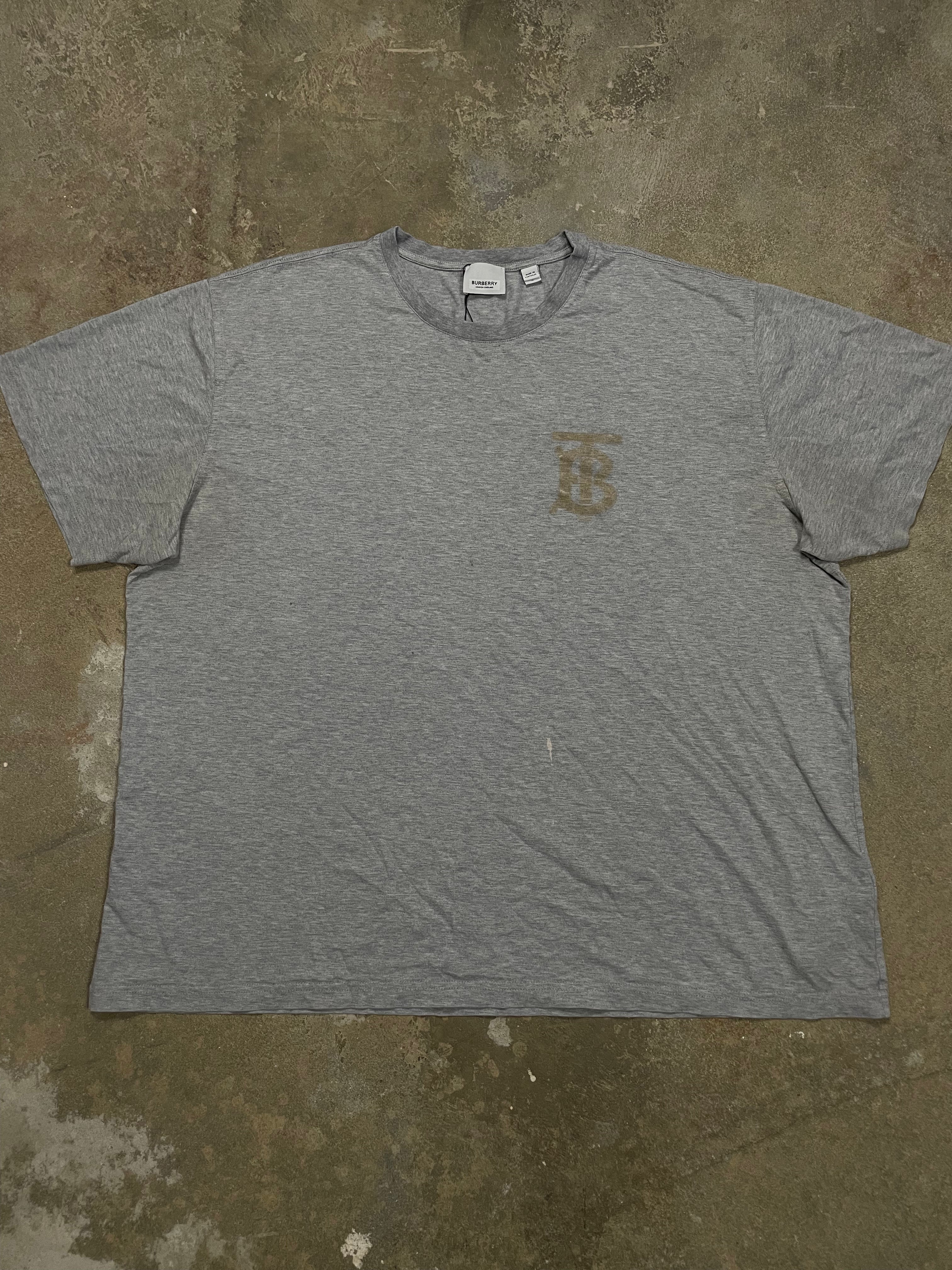 Burberry TB Logo Grey Tee Used Large