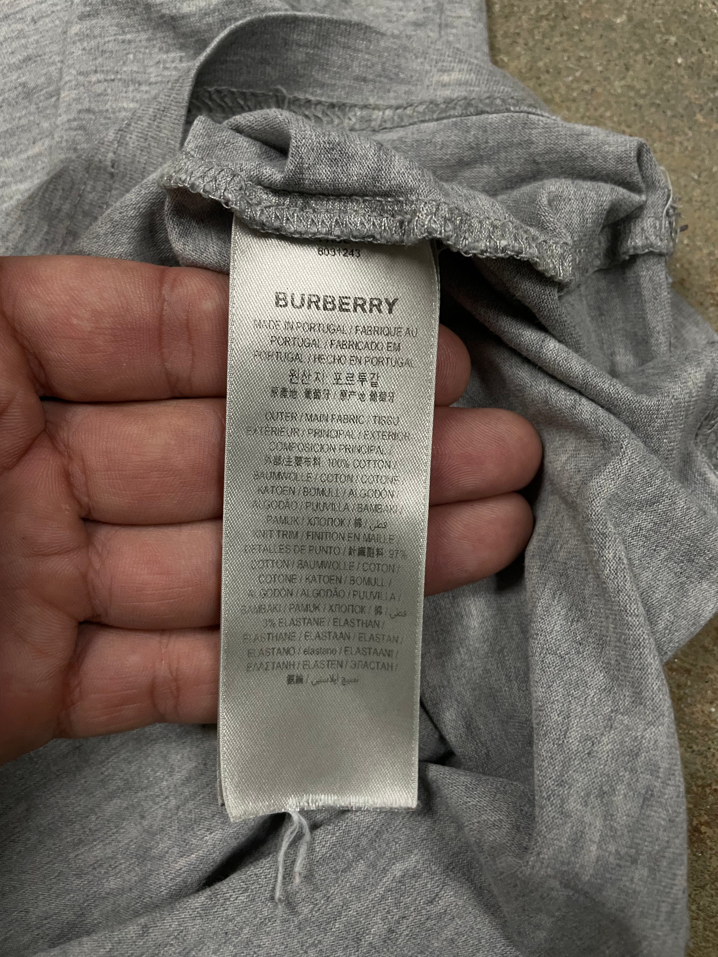 Burberry TB Logo Grey Tee Used Large