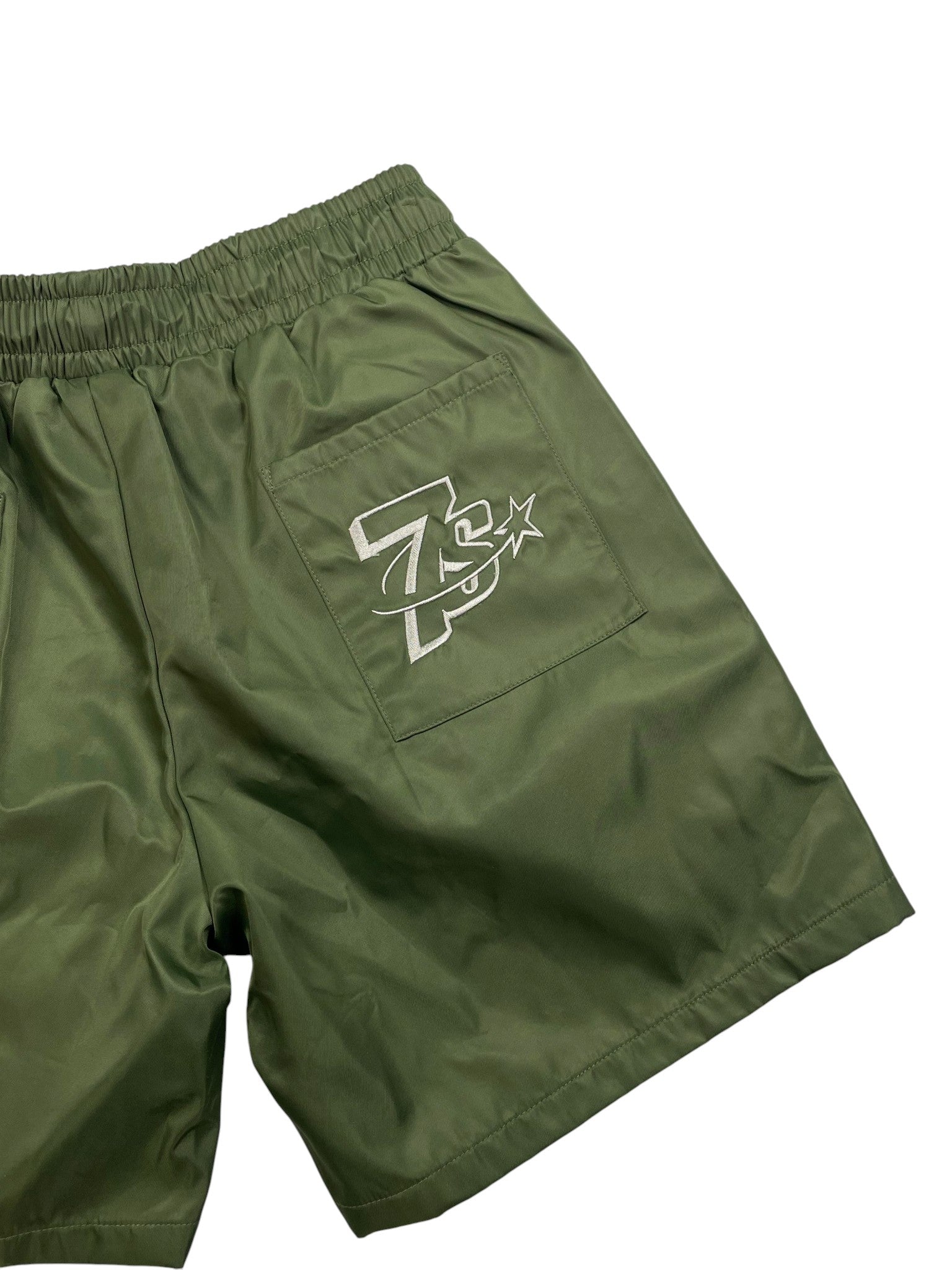 Triple Sevens 7 Green Button Up Shorts