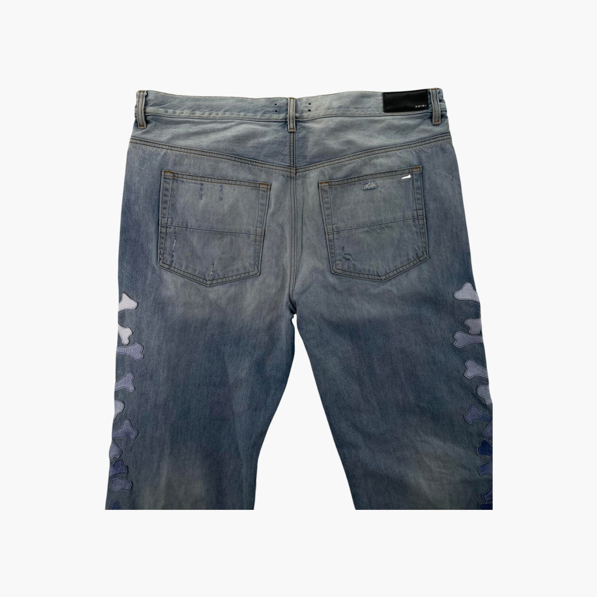 Amiri Blue Gradient Bone Light Wash Straight Leg Jeans