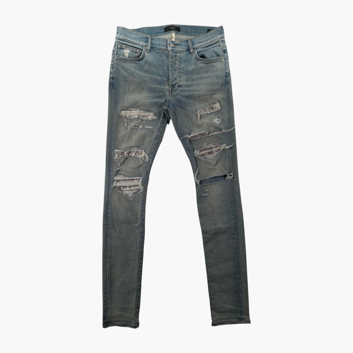 Amiri Crystal Swarovski Light Wash Jeans
