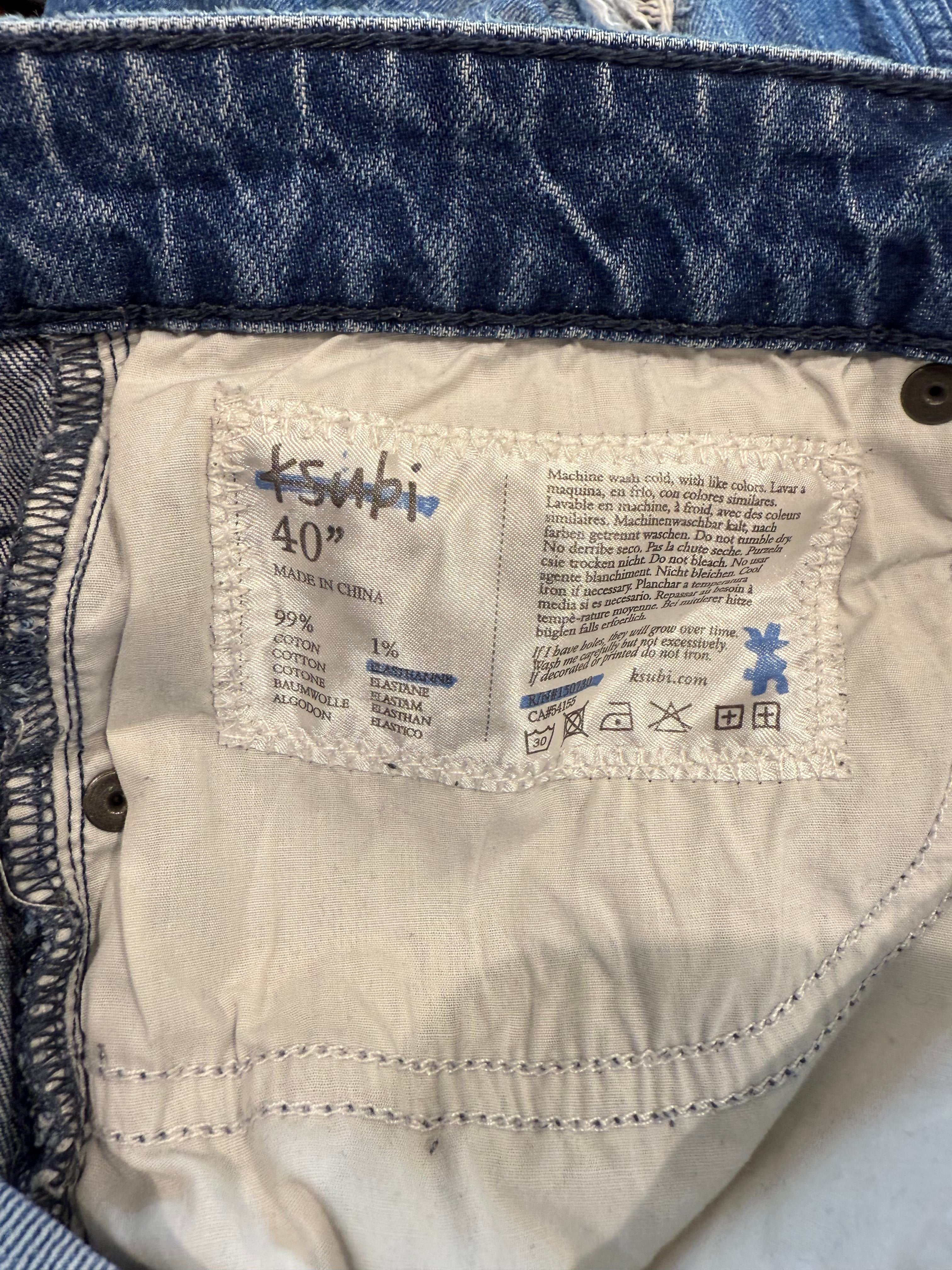Ksubi Jeans Light Wash Embroiderded Logo Ripped