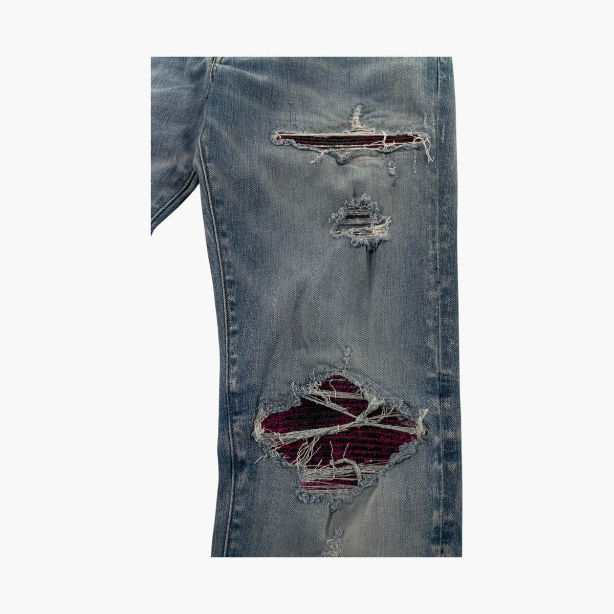 Amiri "MX1" Crackle Patch Light Wash & Pink Jeans