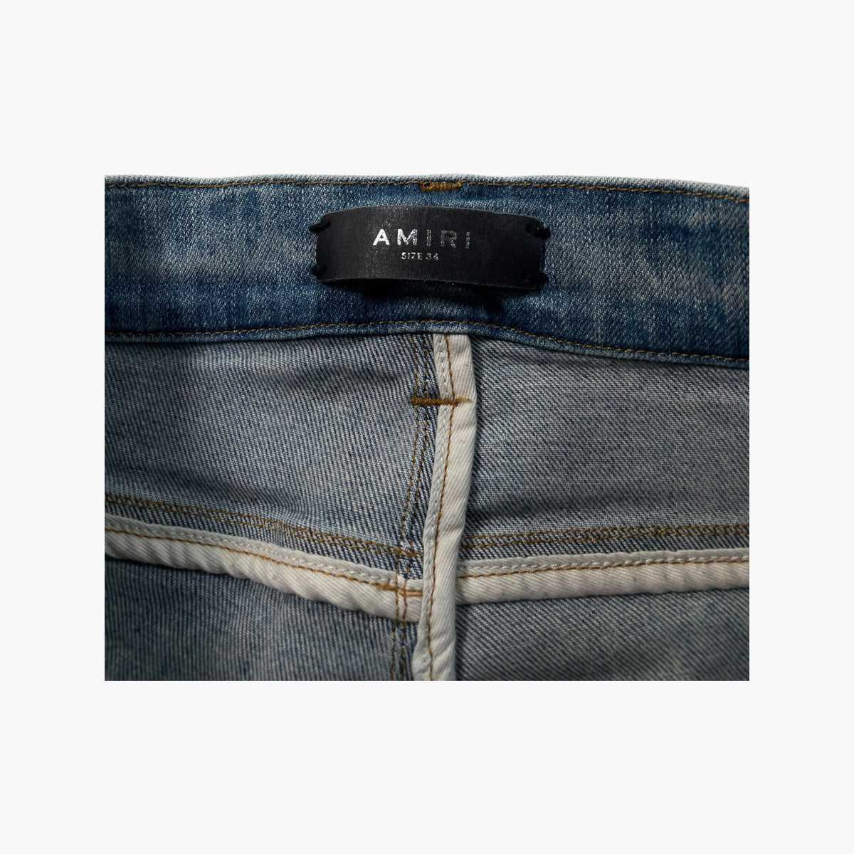 Amiri "MX1" Crackle Patch Light Wash & Pink Jeans