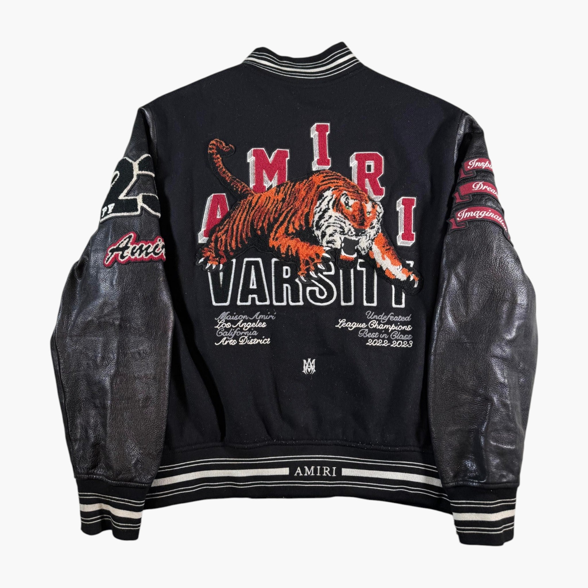 Amiri Leather Tiger Black Varsity Jacket