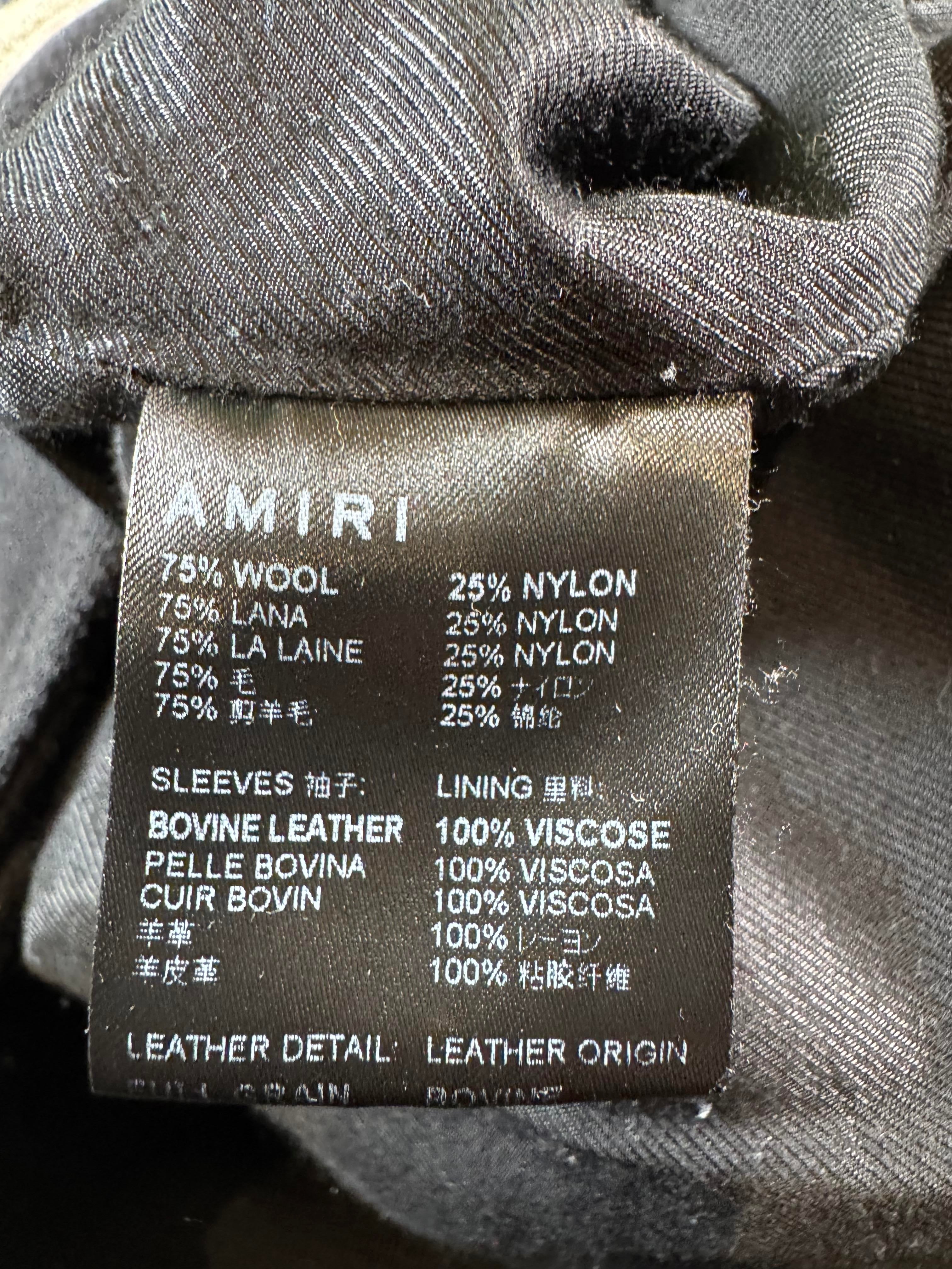 Amiri Leather Tiger Black Varsity Jacket