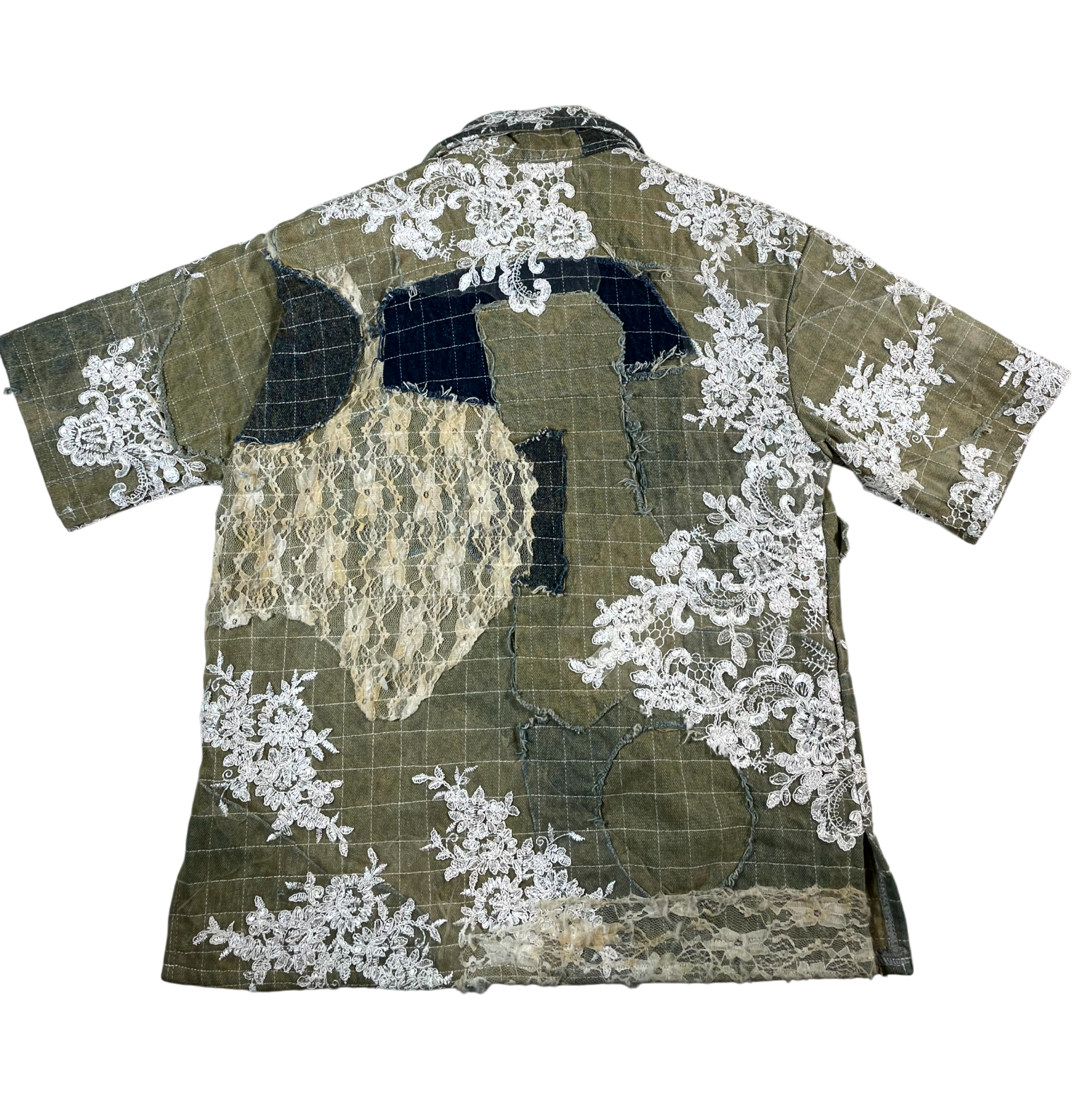 Who Decides War Patchwork Denim Beige Polo Shirt