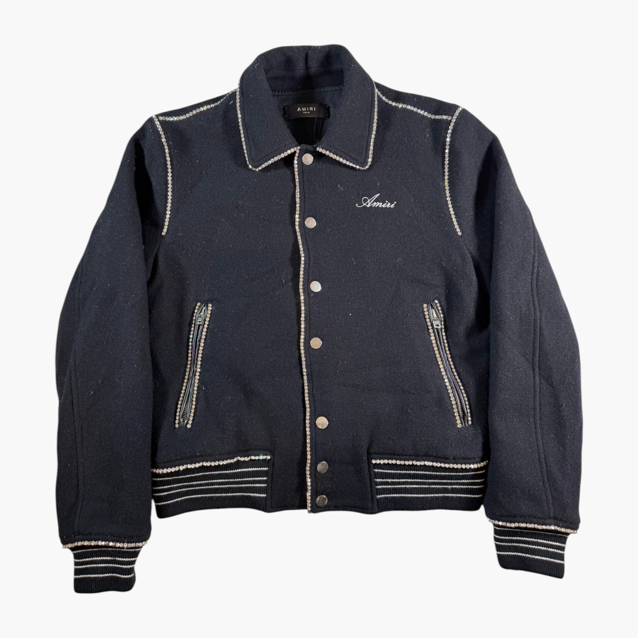 Amiri Rhinestone Cherub Black Varsity Jacket