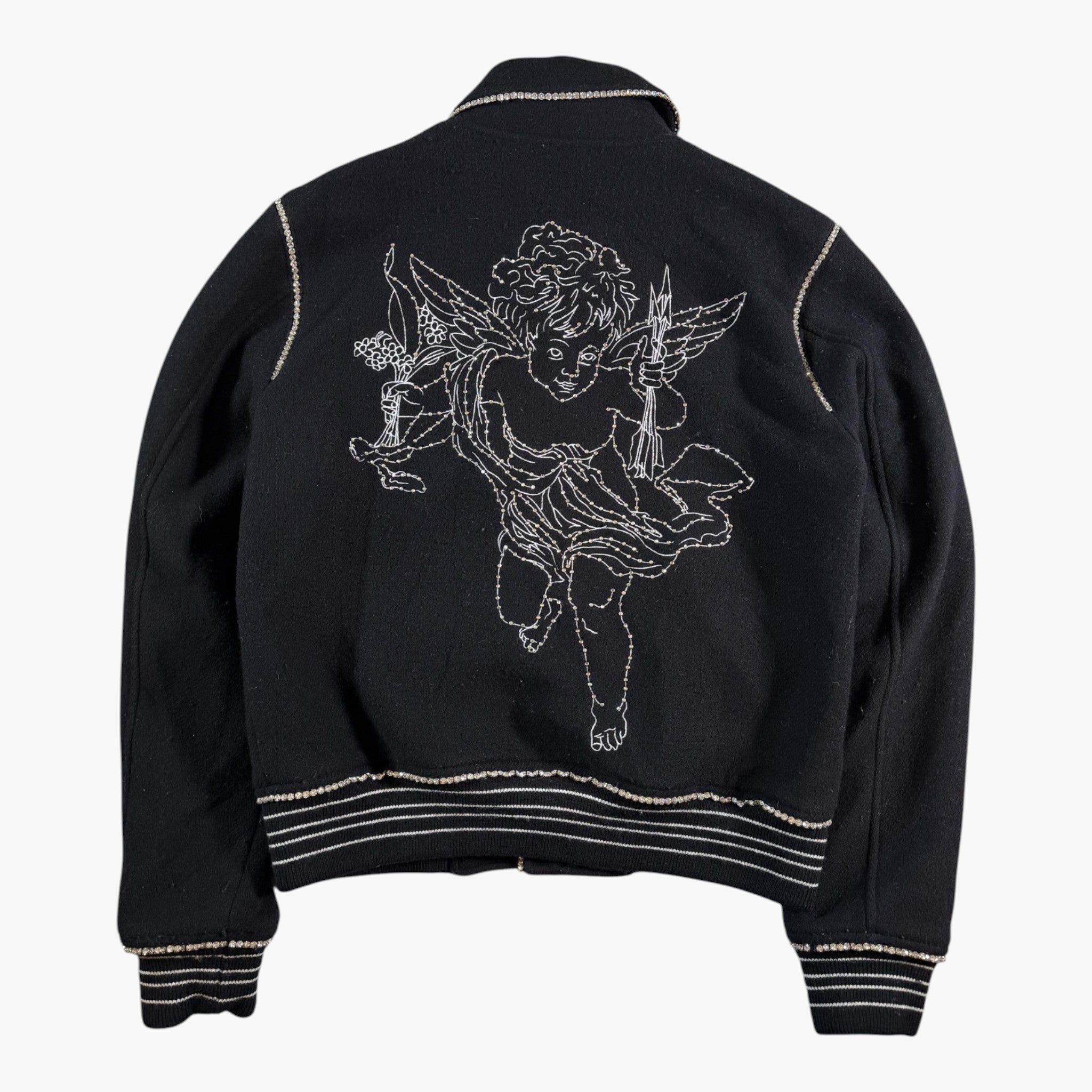 Amiri Rhinestone Cherub Black Varsity Jacket