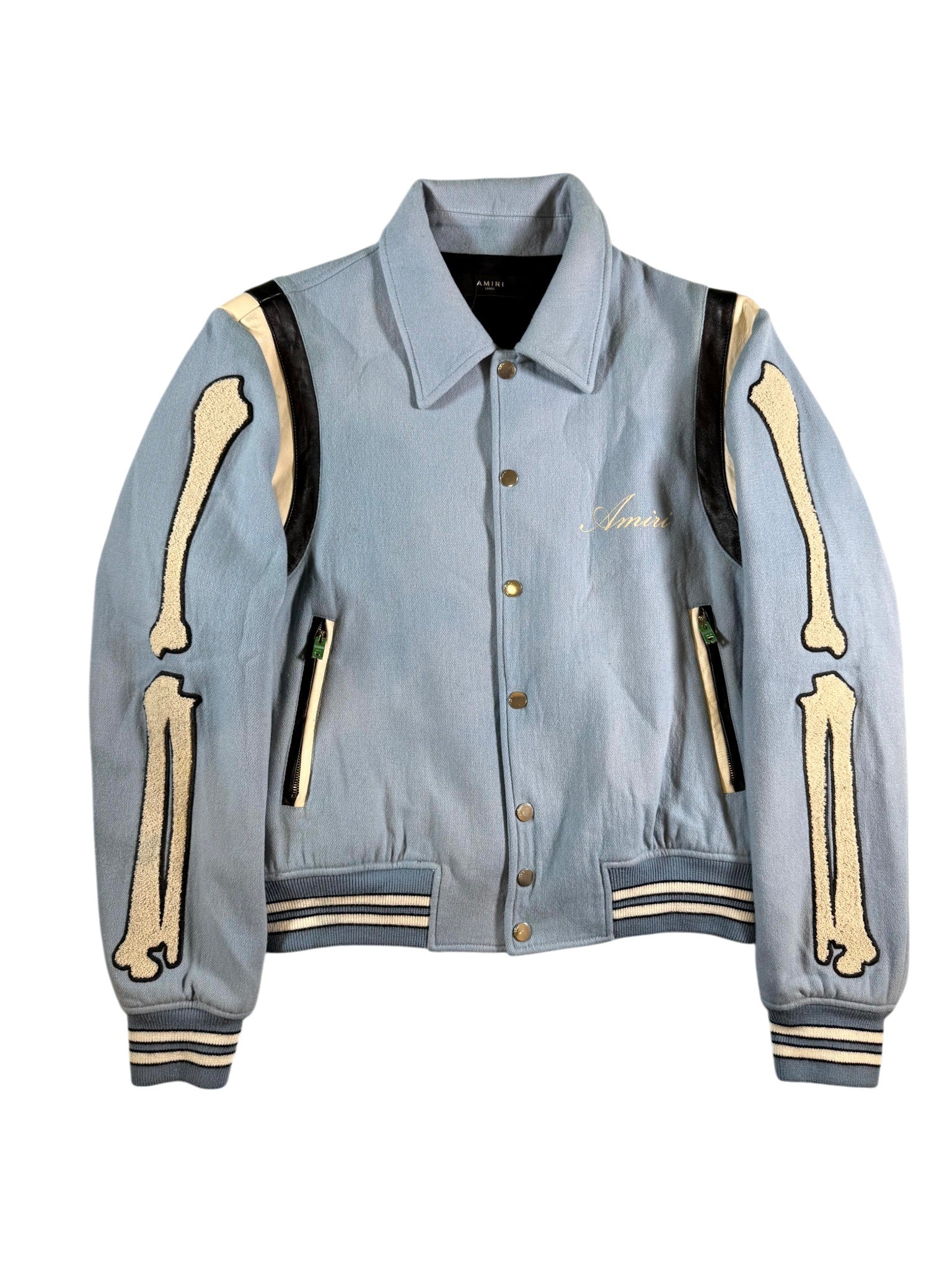 Amiri Bone Varsity Blue & Cream Jacket
