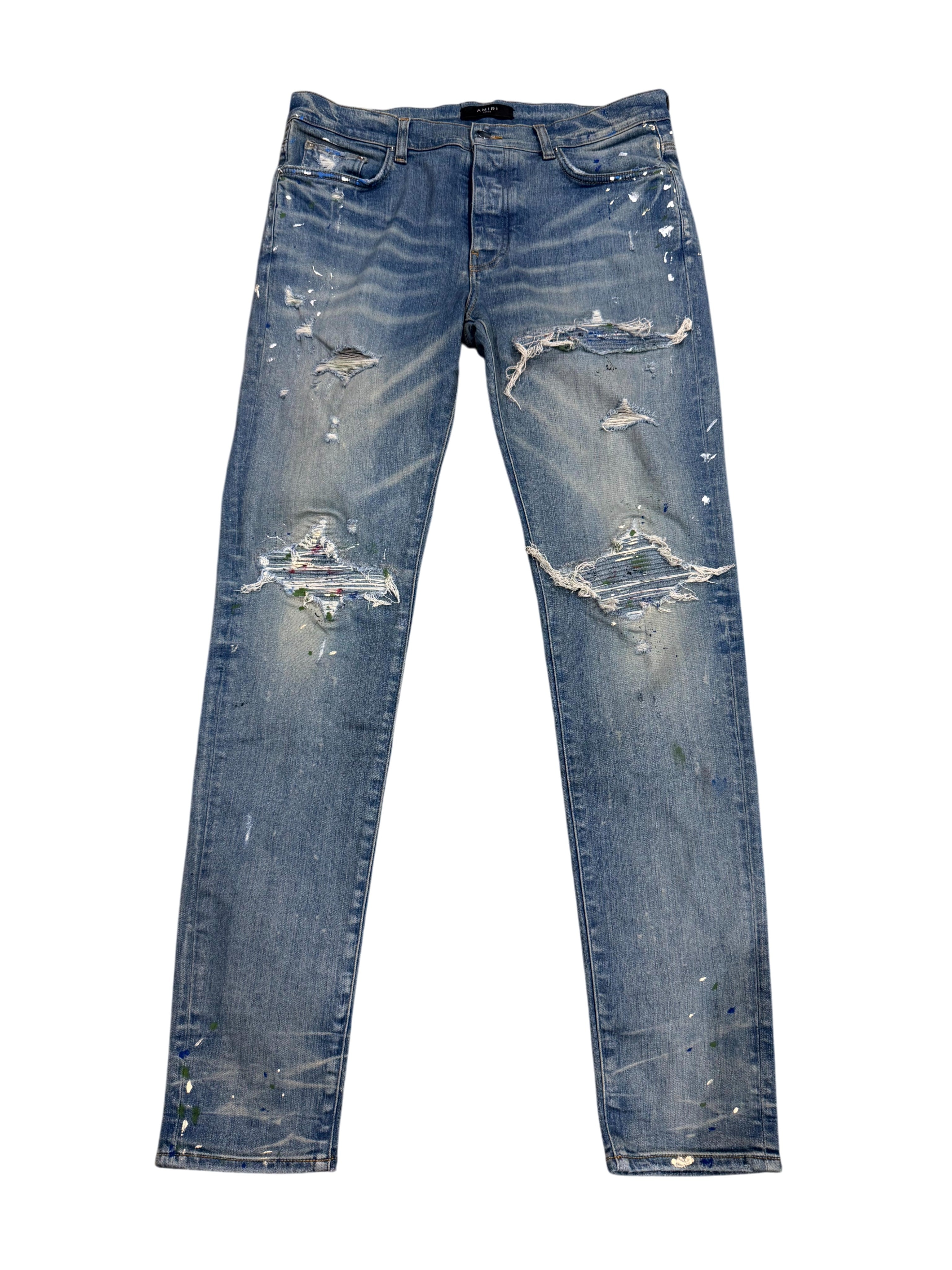 Amiri MX1 Paint Splatter Light Wash Jeans