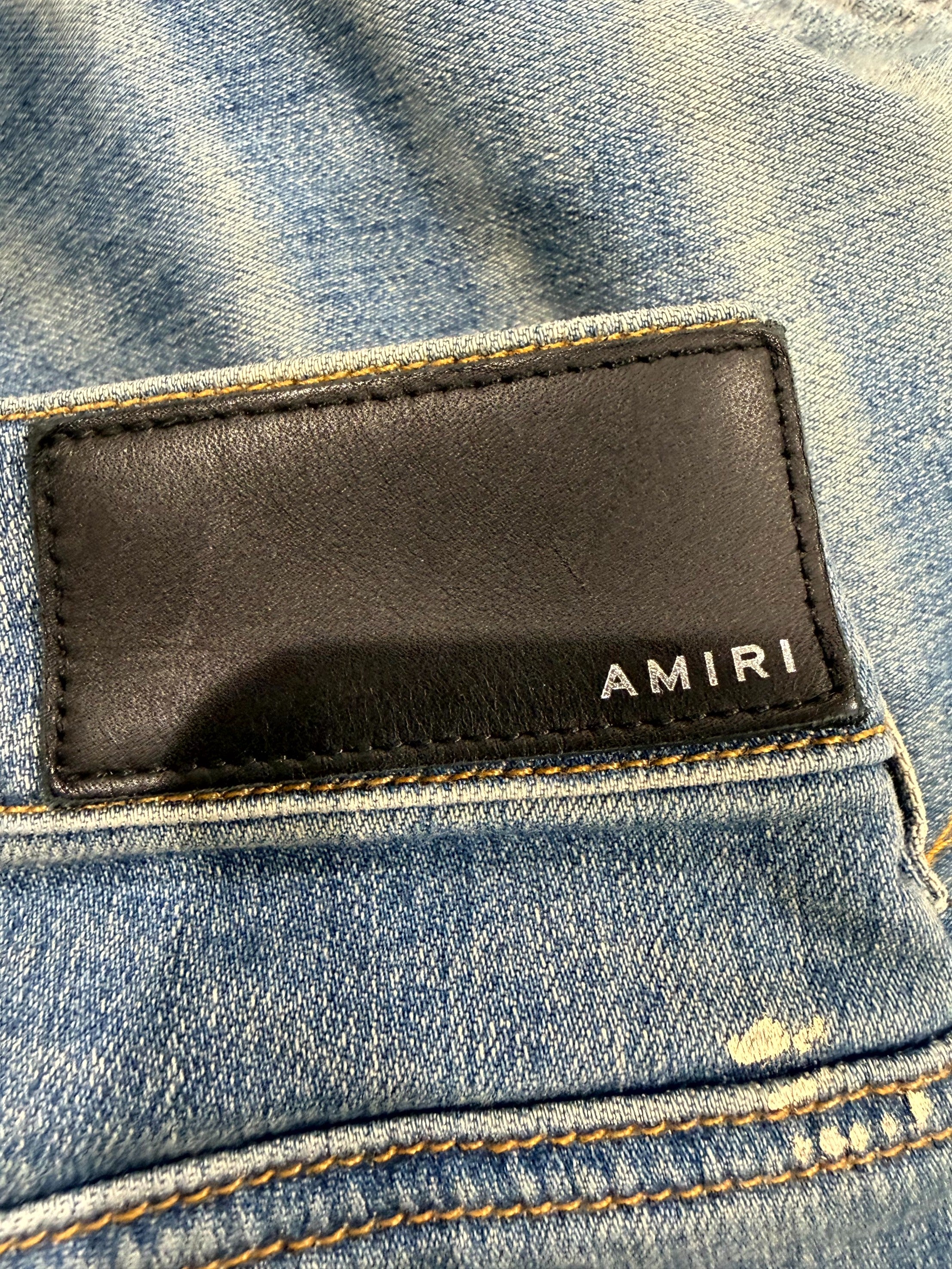Amiri MX1 Paint Splatter Light Wash Jeans