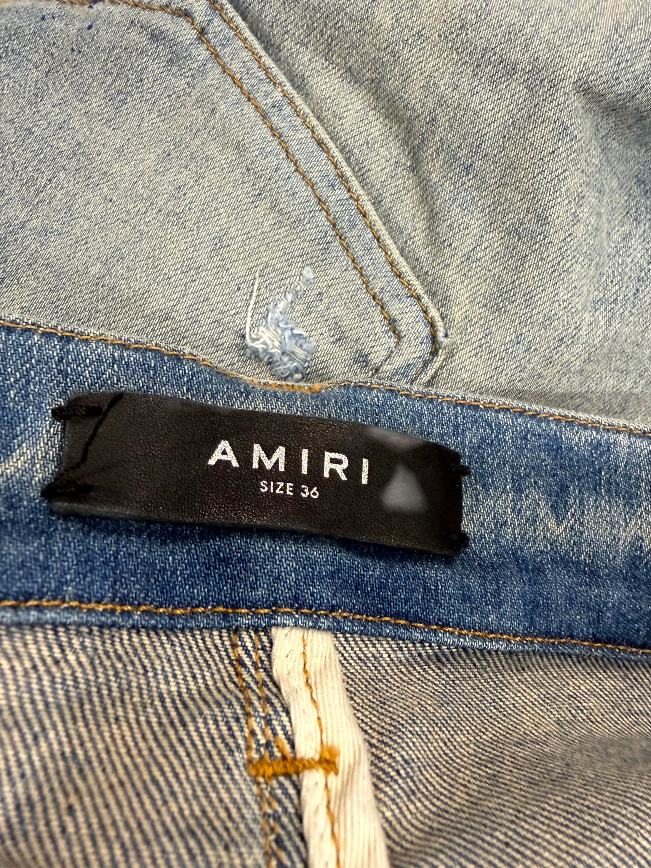 Amiri MX1 Paint Splatter Light Wash Jeans