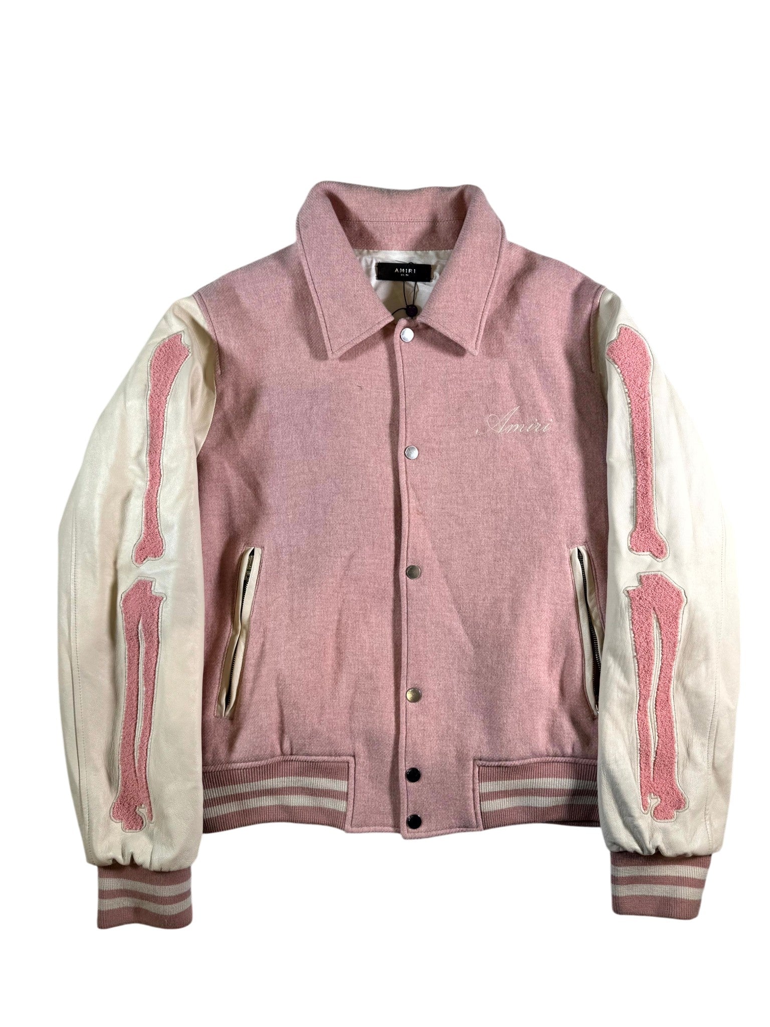 Amiri Bone Pink Varsity Jacket