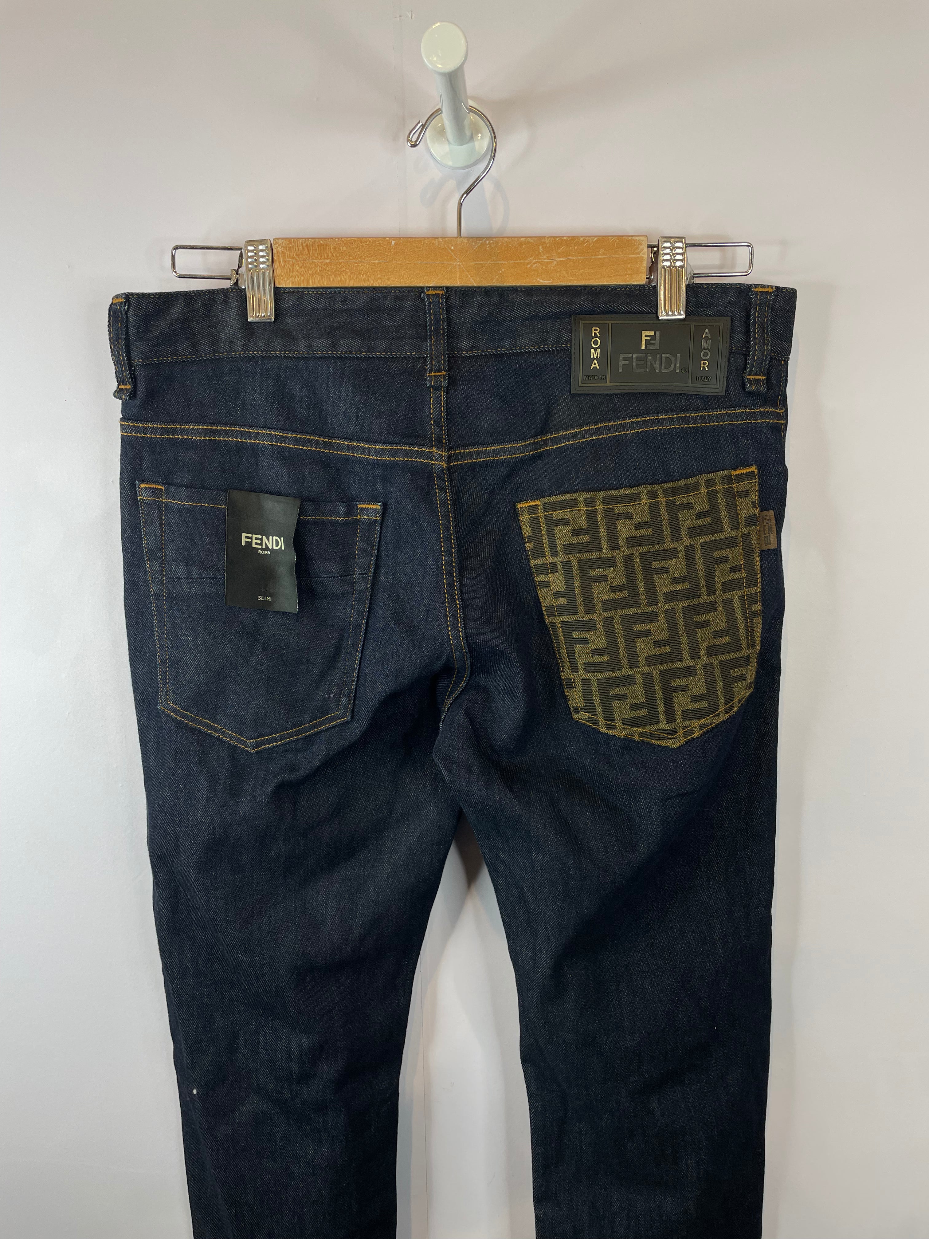 Fendi Pocket Logo Selvedge Blue Jeans
