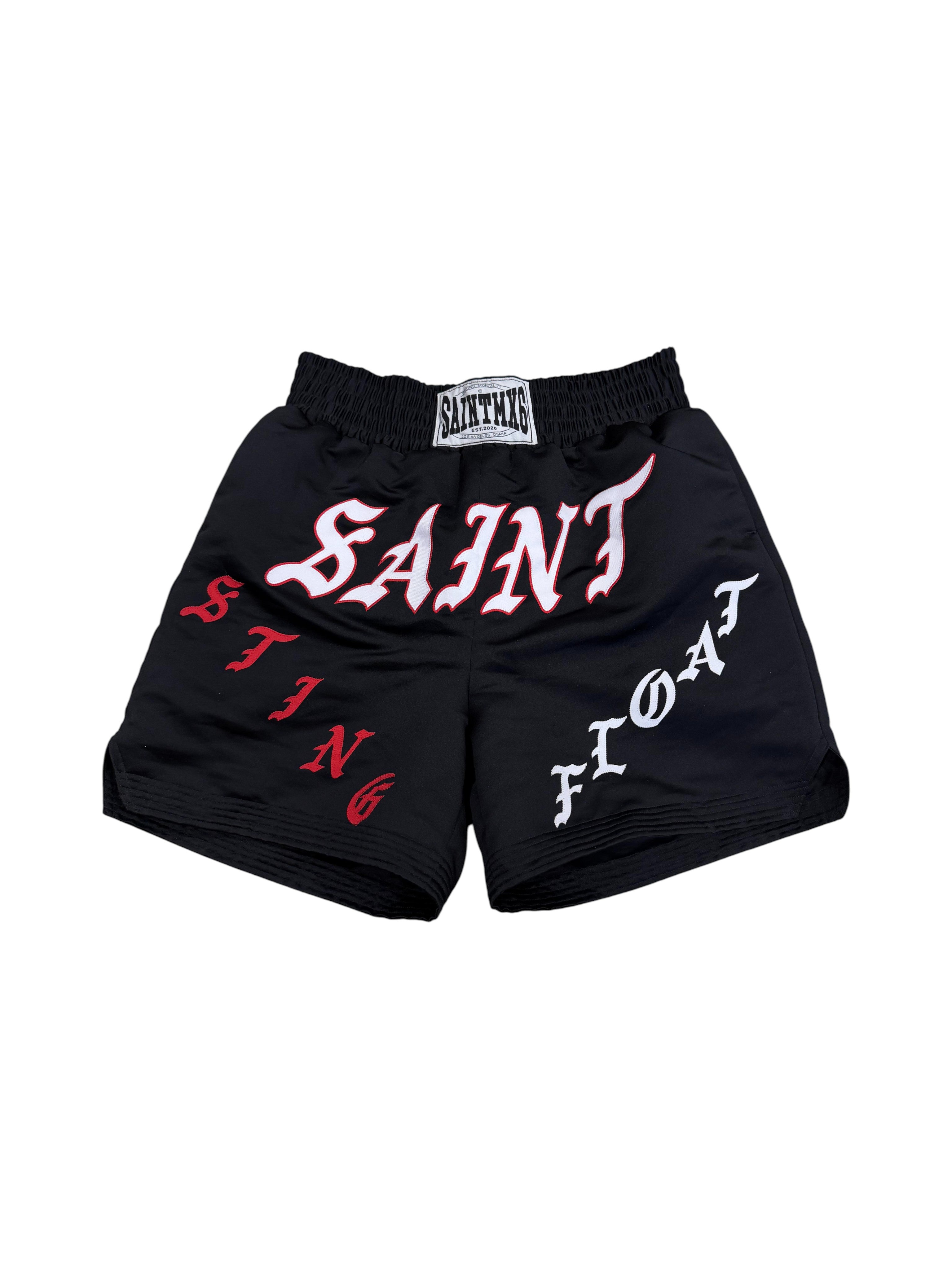 Saint Michael Black & Red Satin Boxing Shorts