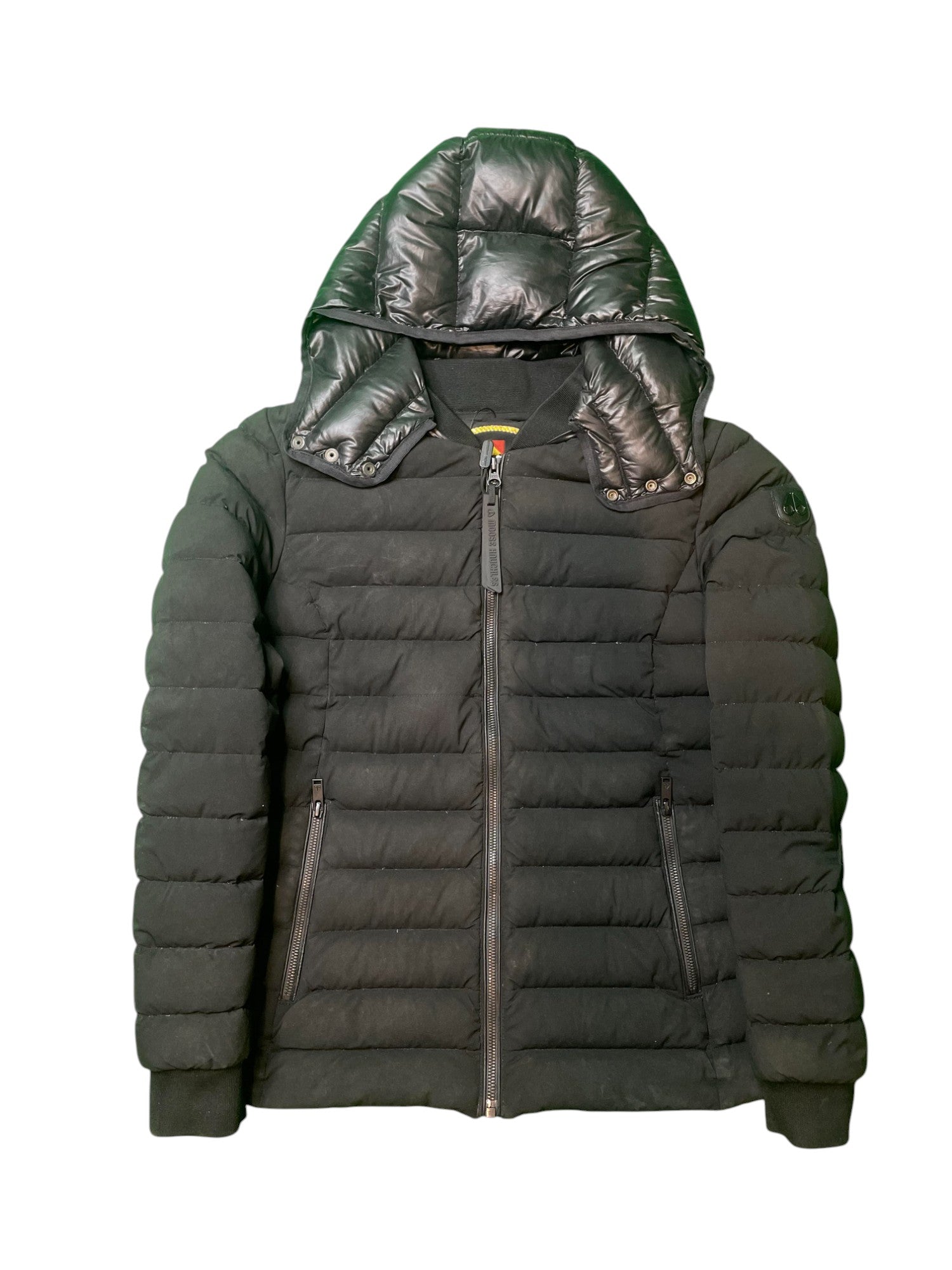 Moose Knuckle Light Puffer Hooded Black Jacket