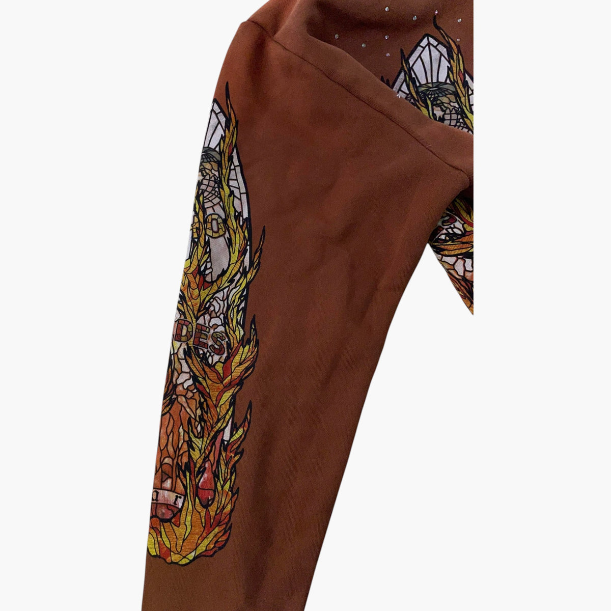Who Decides War Flames Glass Brown Hoodie