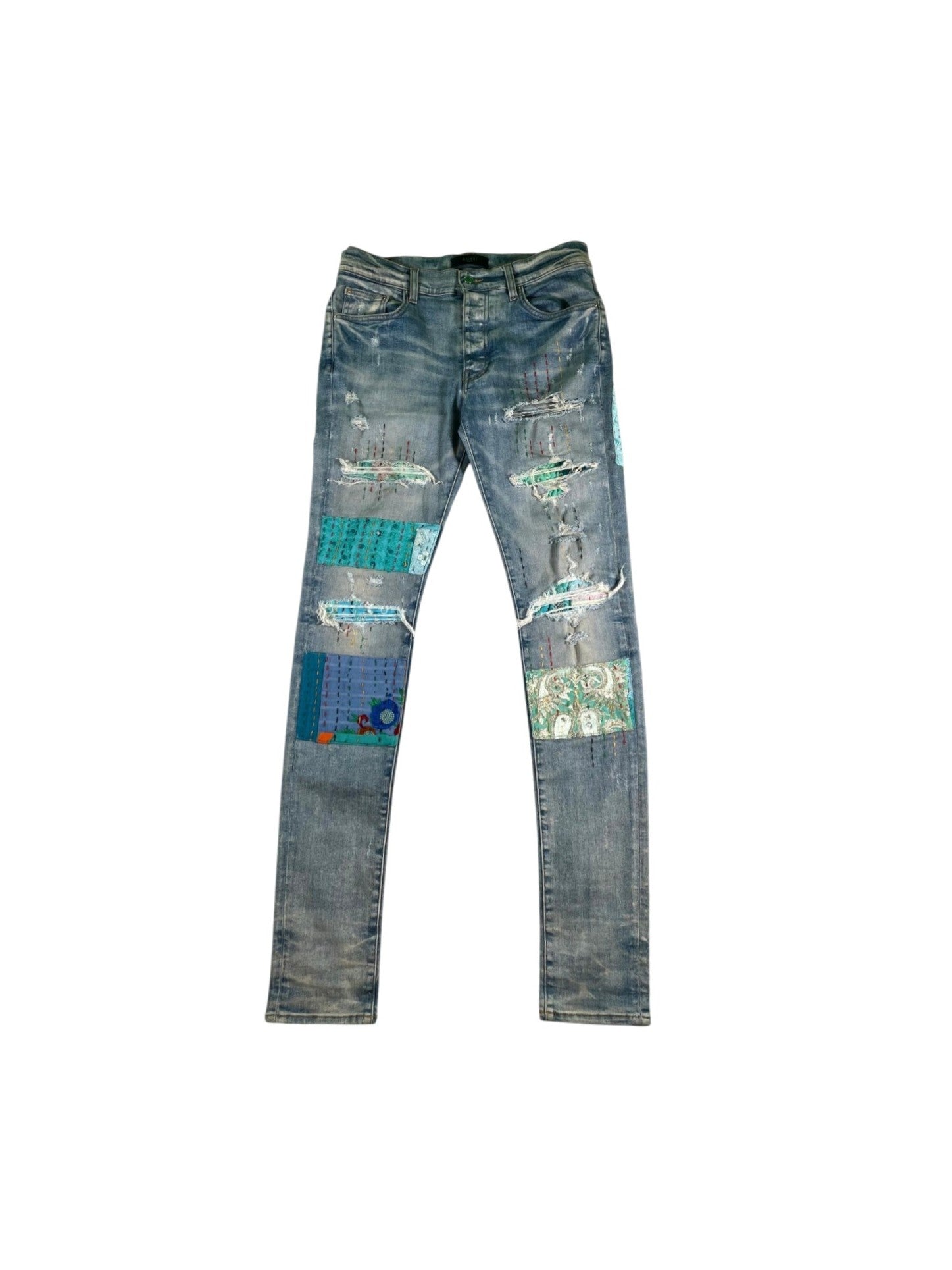 Amiri Quilted Patch Light Wash Jeans
