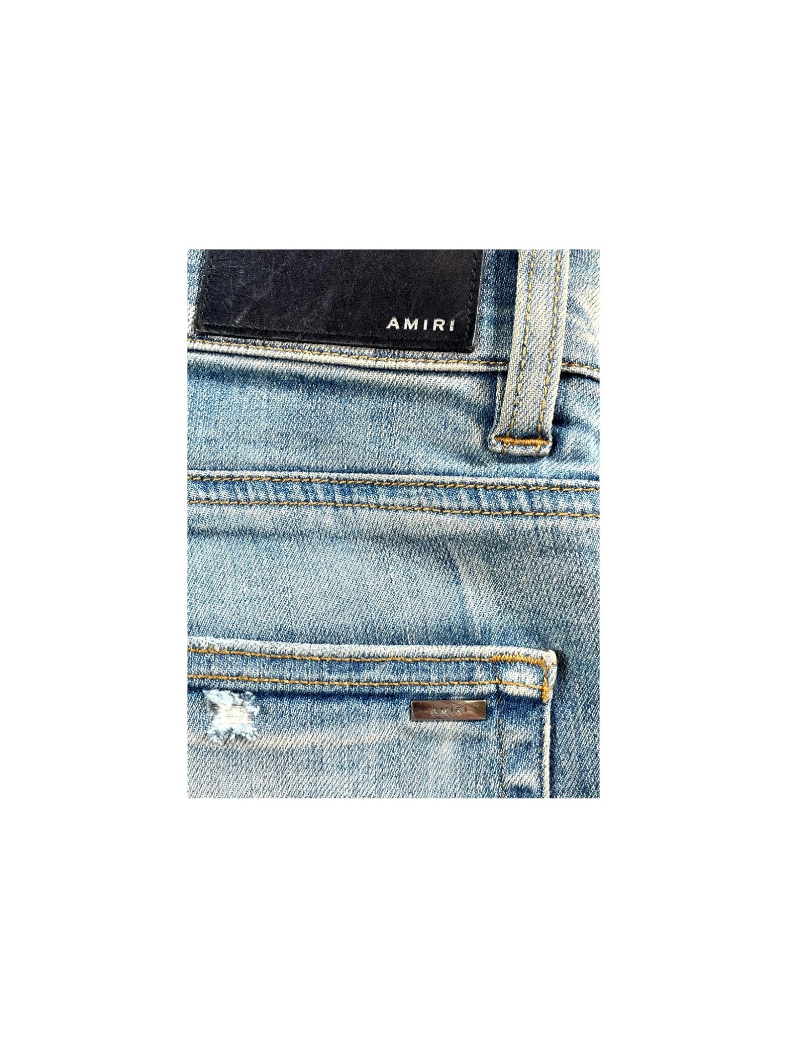 Amiri Quilted Patch Light Wash Jeans