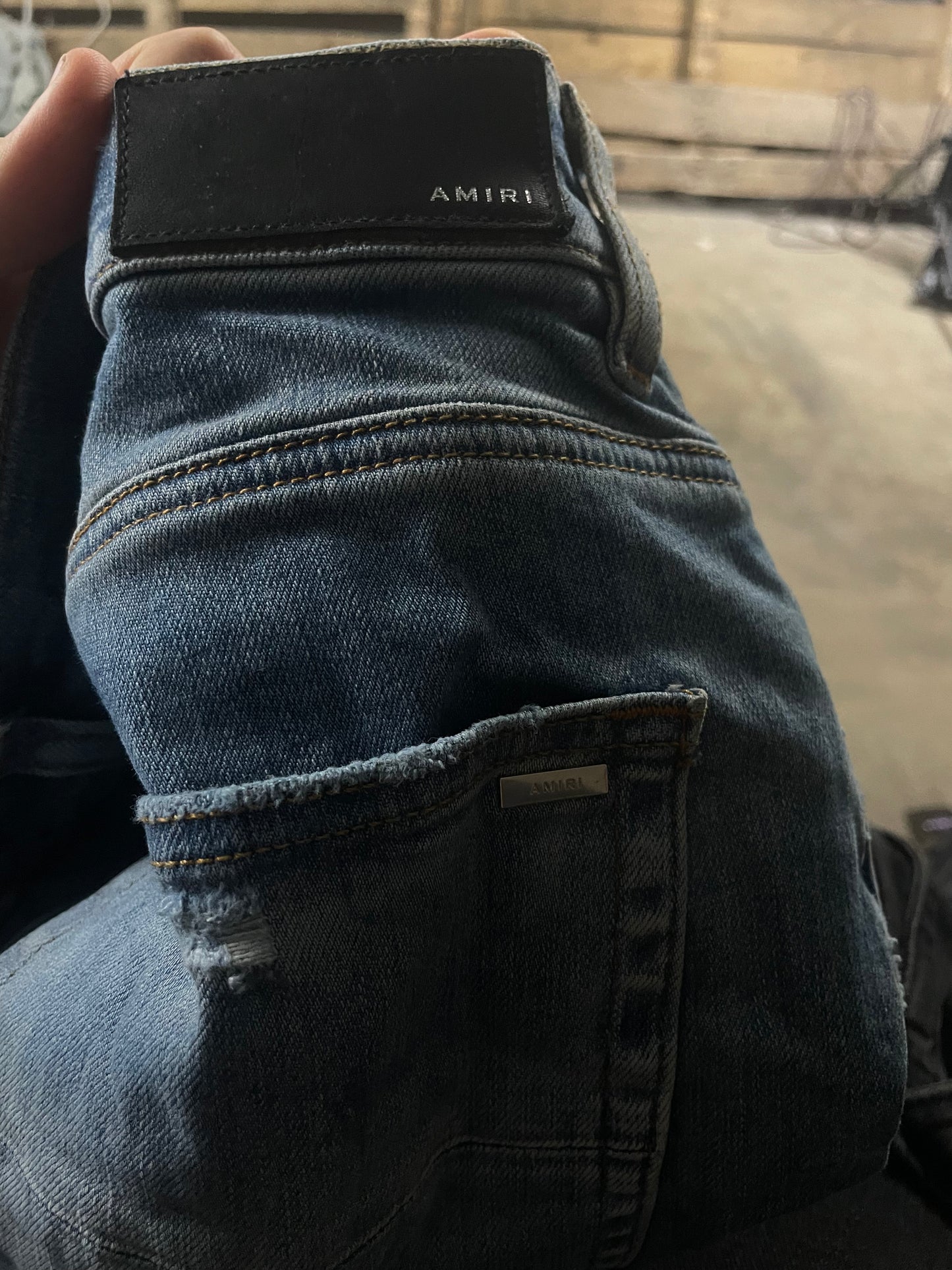 Amiri Jeans Light Wash Biker Patch Used 36
