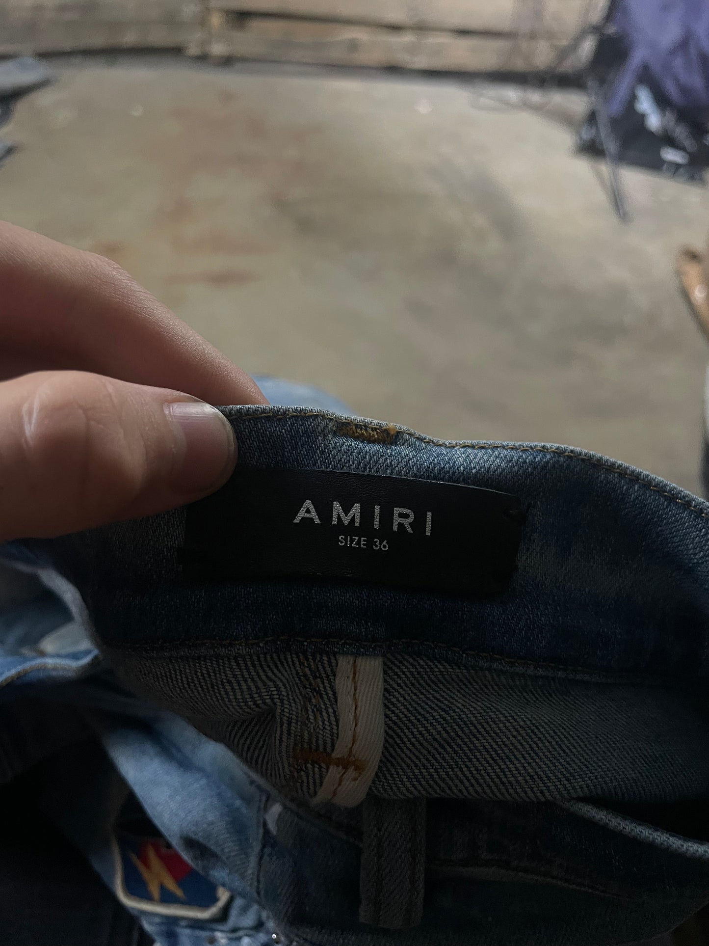 Amiri Jeans Light Wash Biker Patch Used 36