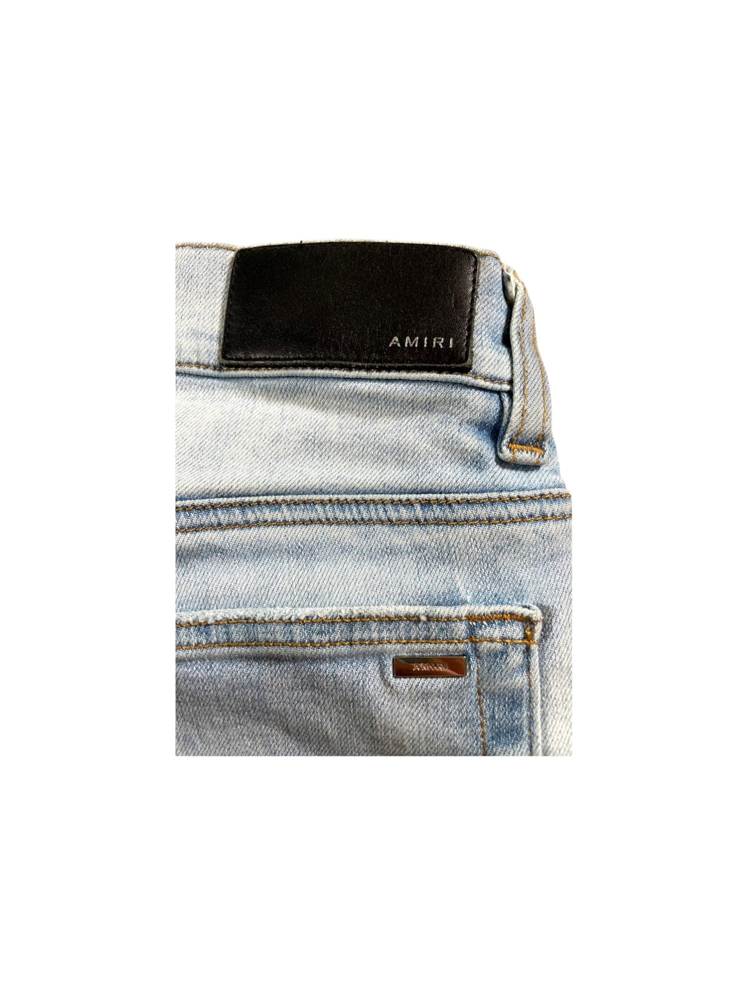 Amiri "MX1 Paisley Patch" Light Wash Jeans