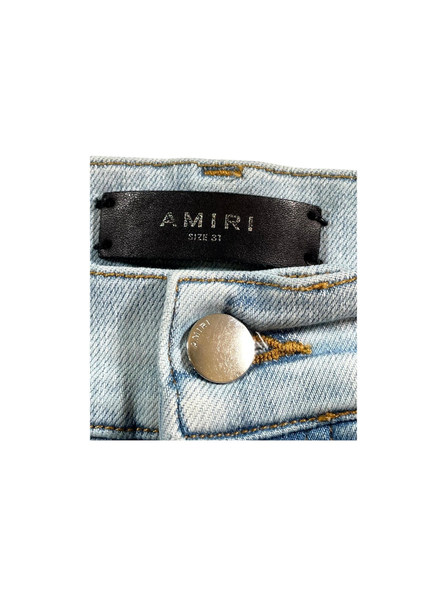 Amiri "MX1 Paisley Patch" Light Wash Jeans