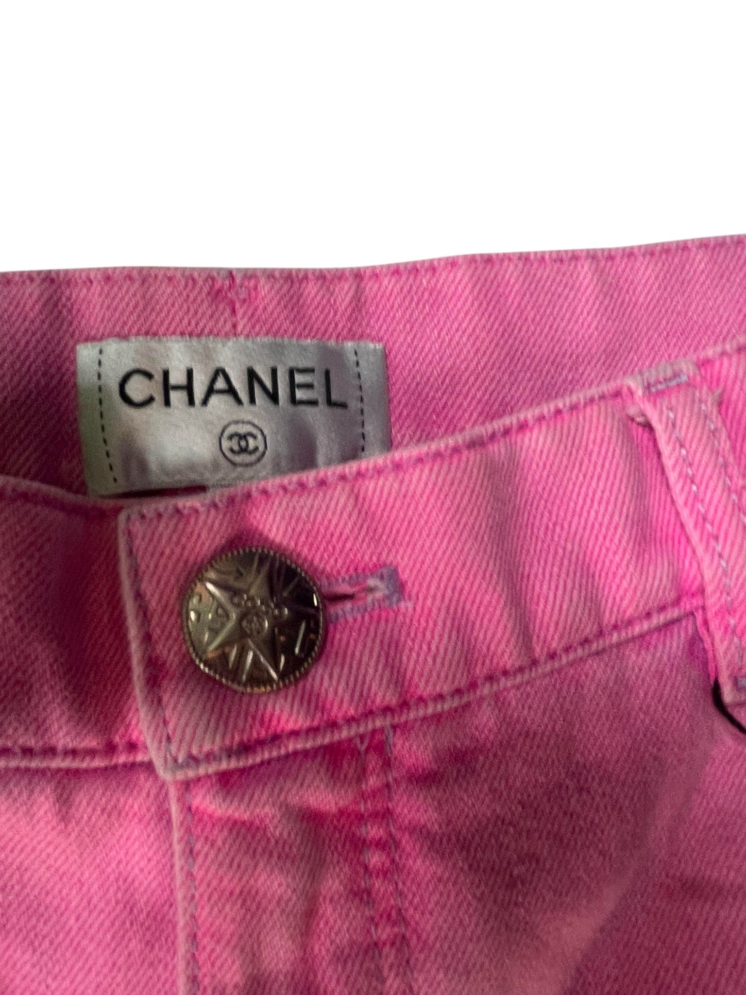 Chanel 'Pocket Stitched Logo' Pink Jeans