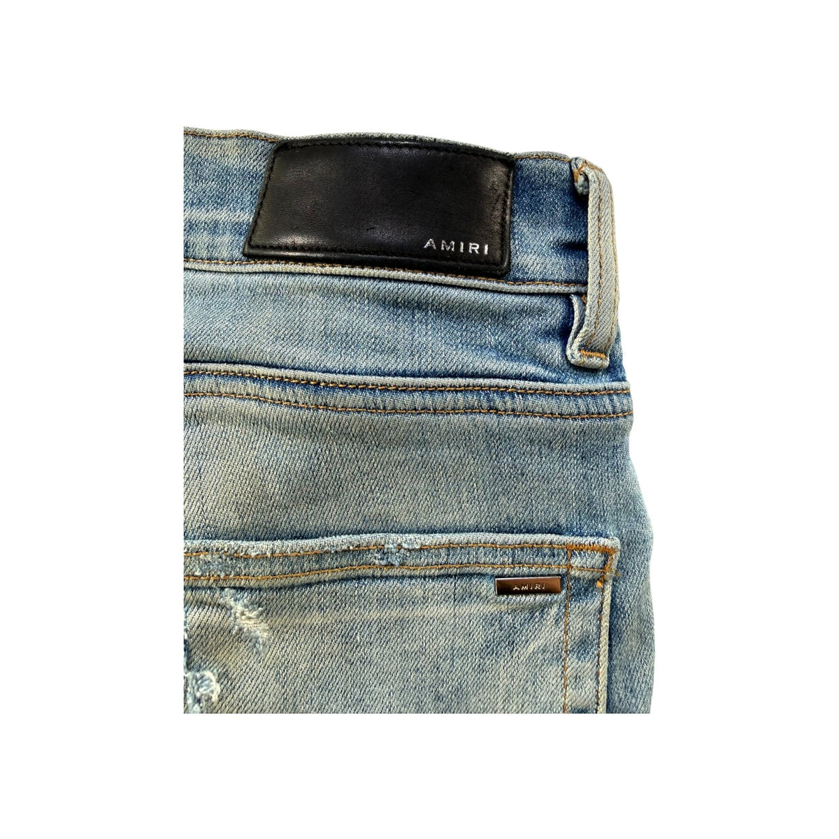 Amiri "MX2" Patch Light Wash, Yellow & Brown Jeans