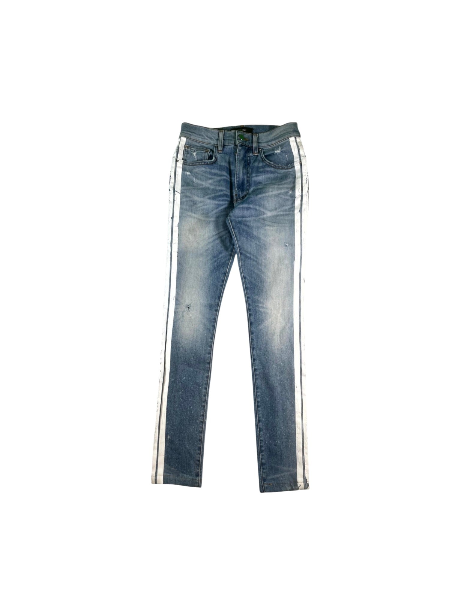 Amiri Stripe Light Wash & White Jeans