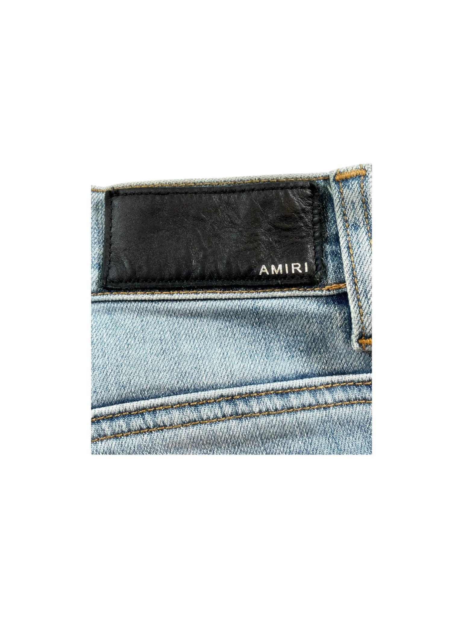 Amiri Stripe Light Wash & White Jeans