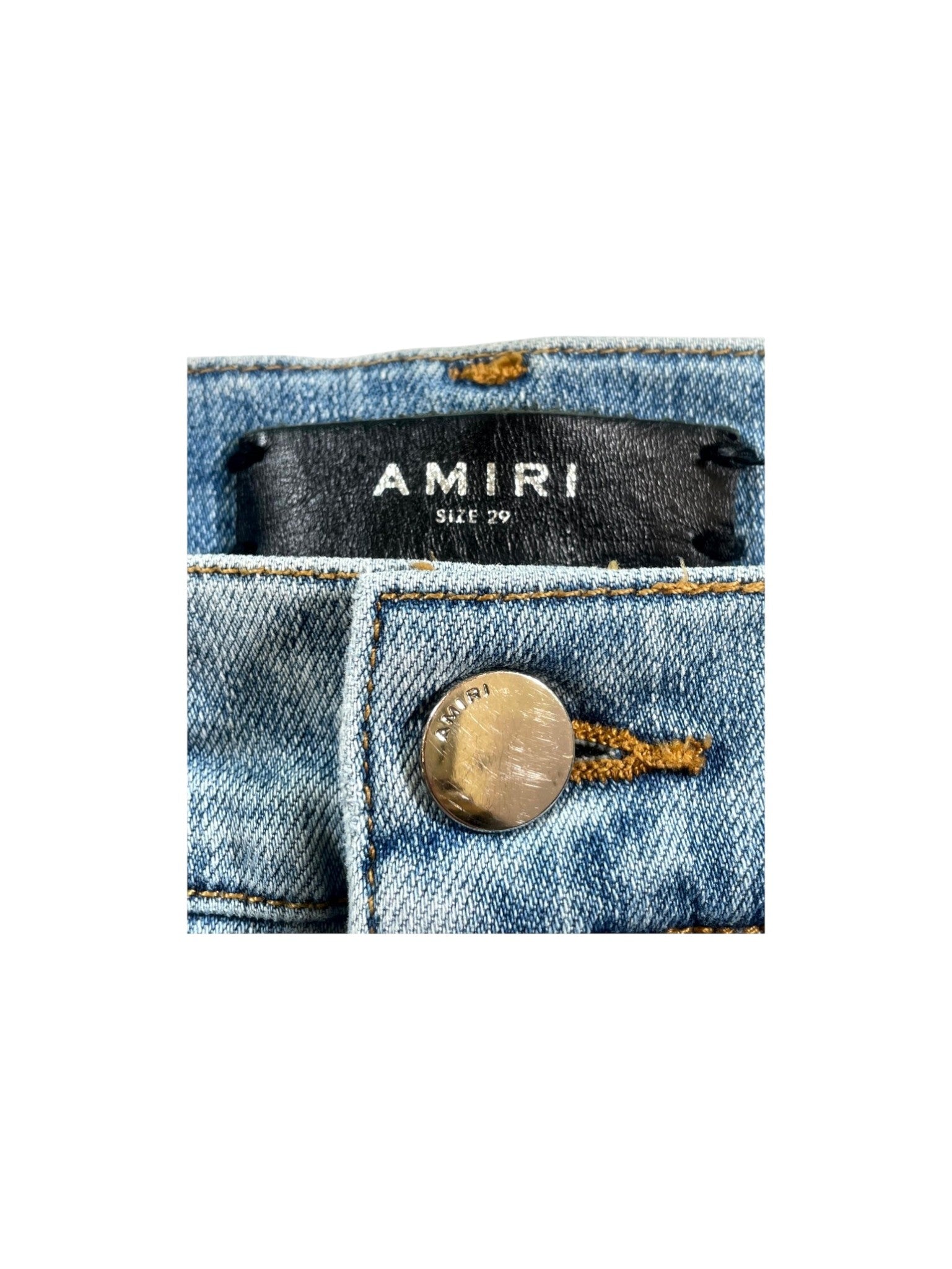 Amiri Stripe Light Wash & White Jeans