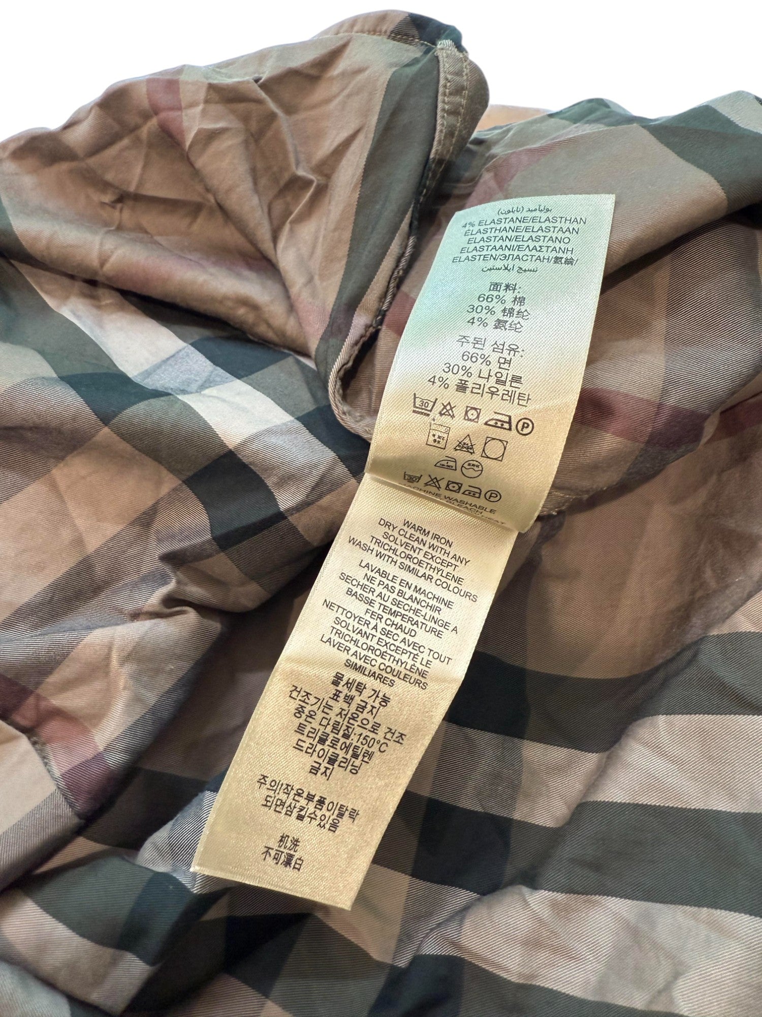 Burberry Tan & Green Button Up