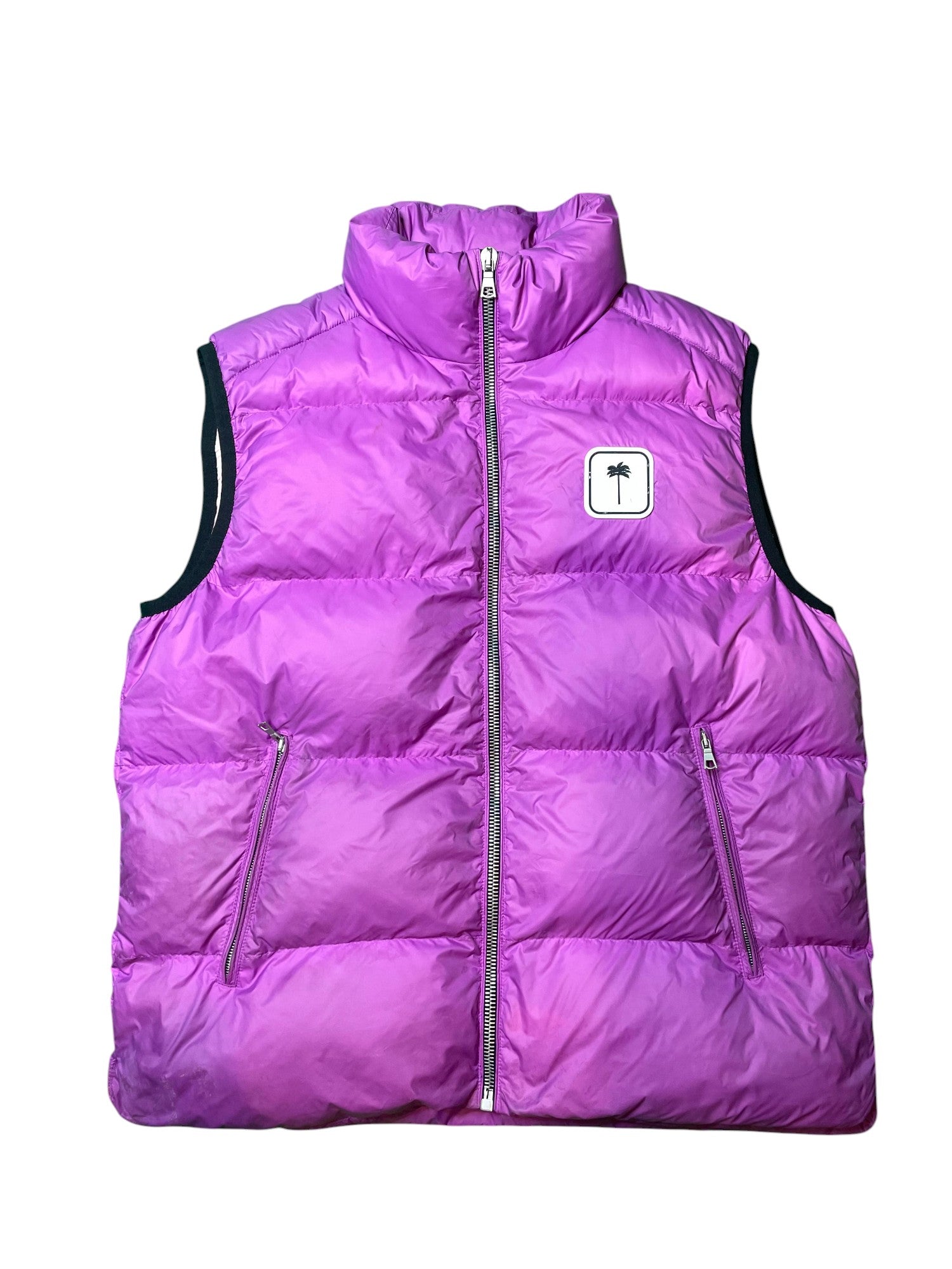 Palm Angels Patch Logo Tibb Down Gillet Purple Puffer Vest