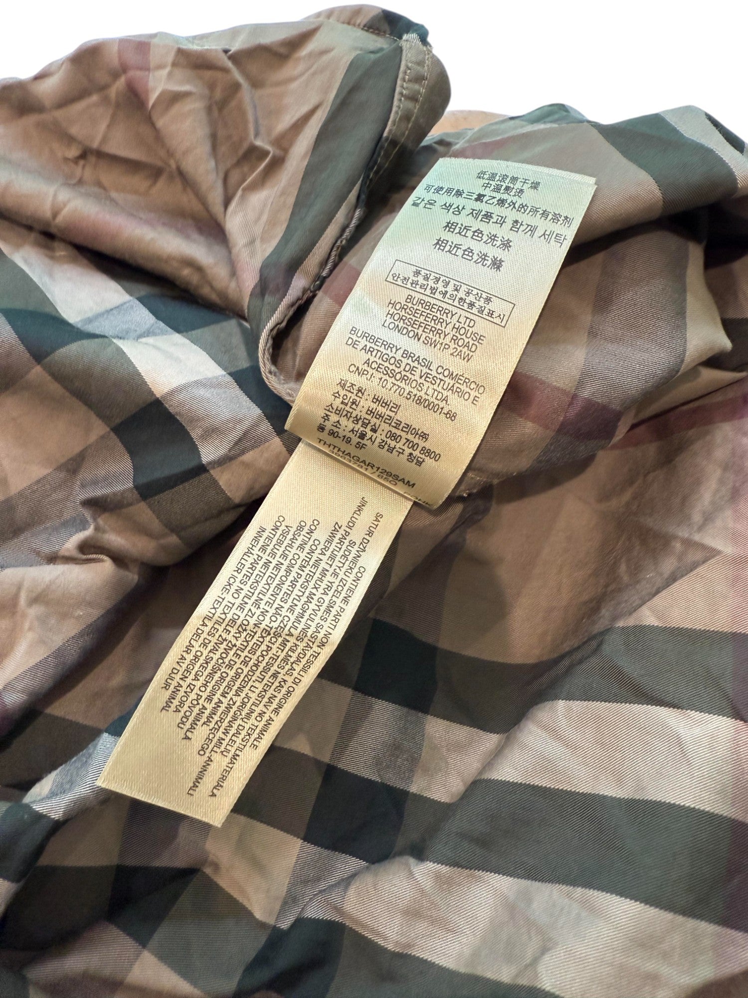 Burberry Tan & Green Button Up