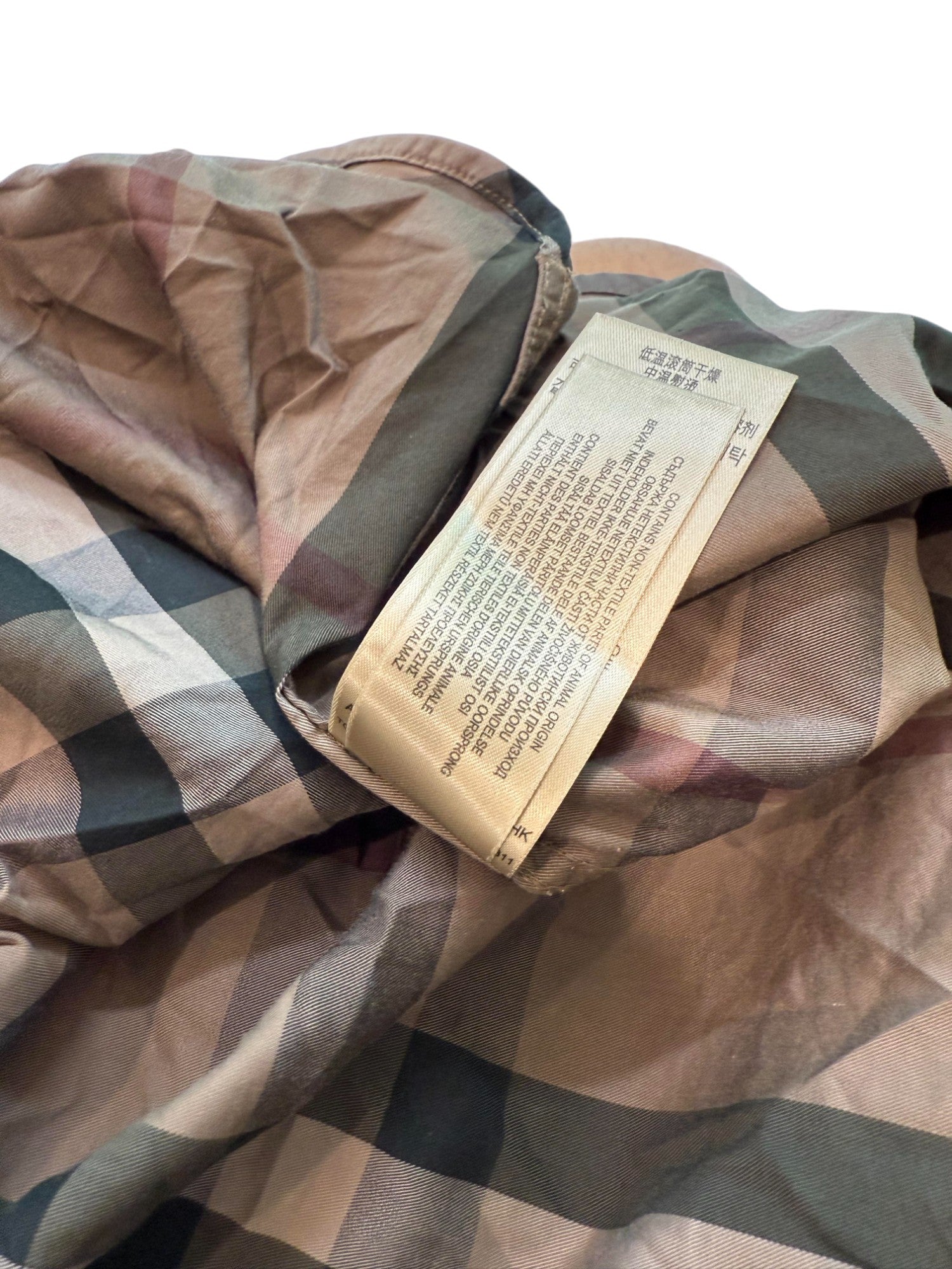 Burberry Tan & Green Button Up
