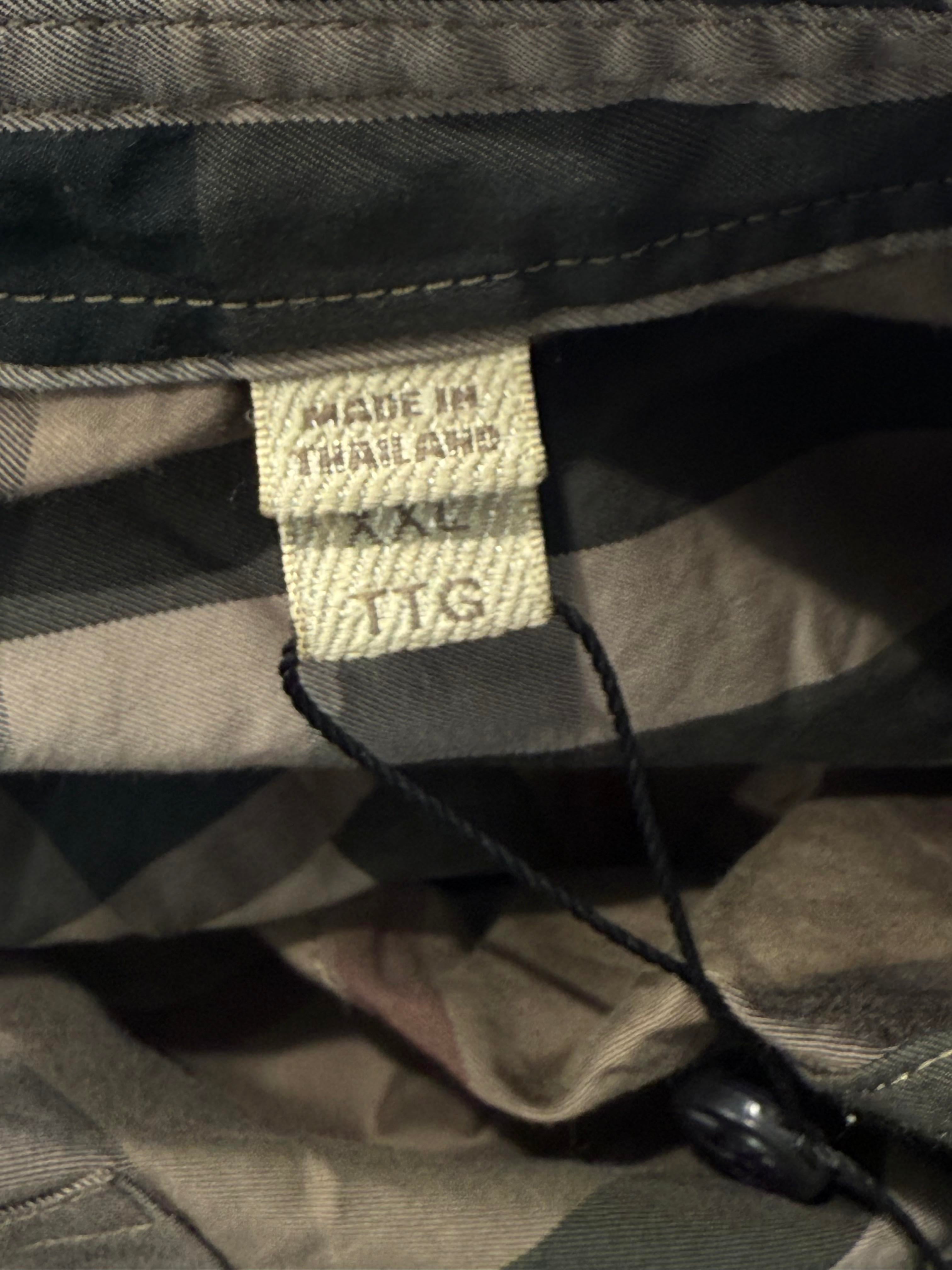 Burberry Tan & Green Button Up