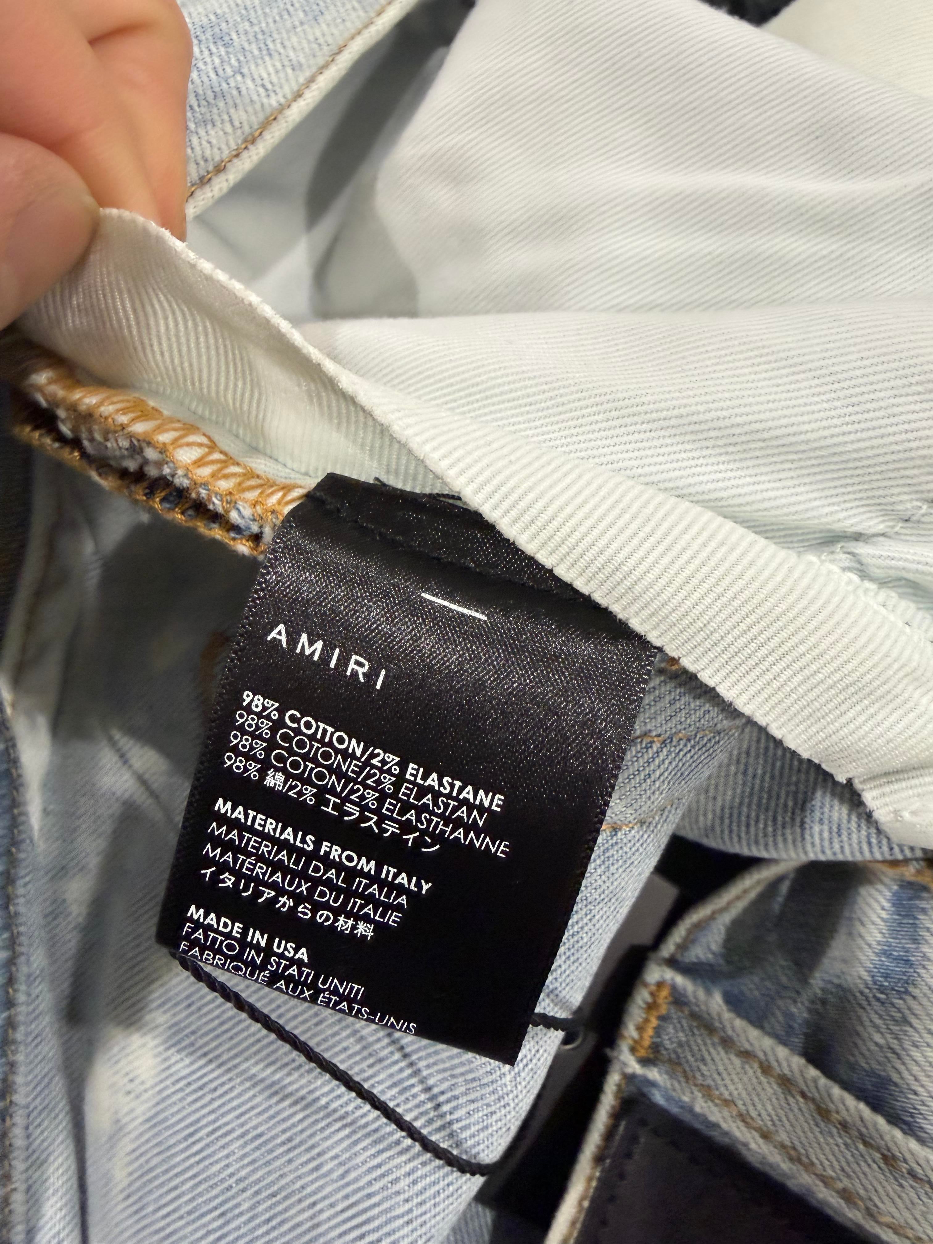 Amiri Bleached Rainbow Crystal Light Wash Jeans