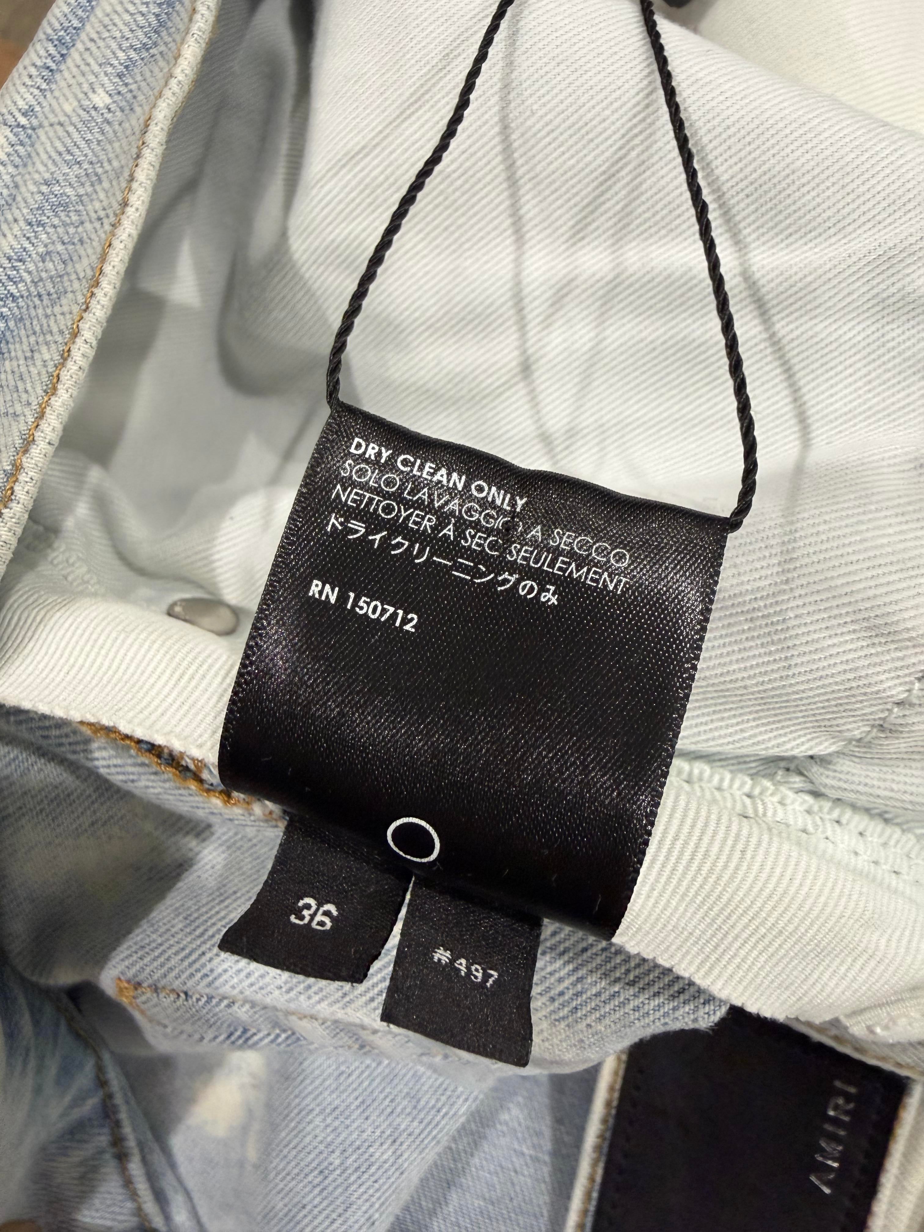 Amiri Bleached Rainbow Crystal Light Wash Jeans